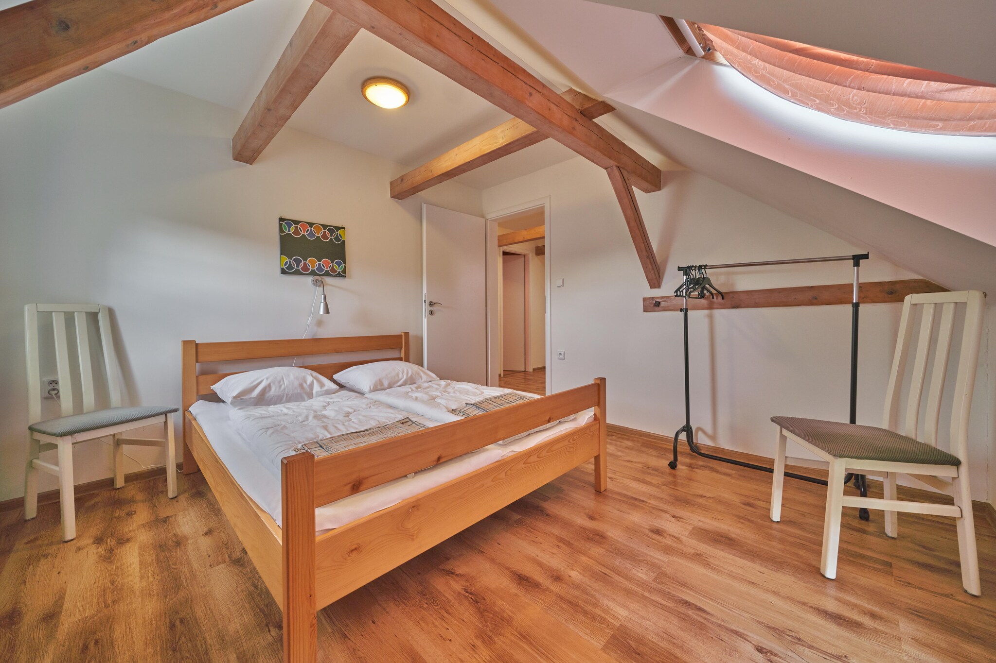 Ground floor: (hallway(toilet), Living room(TV(flatscreen, satellite, dutch television channels), dining table(12 persons), stove(wood), seating area, radio, party games), open kitchen(electric kettle, cooker(4 ring stoves, ceramic), hood, coffee machine, oven, dishwasher, fridge-freezer), garden doors)\n\nOn the 1st floor: (bedroom(9 m2)(2x single bed(duvet)), bedroom(9 m2)(2x single bed(duvet)), bedroom(13 m2)(double bed(two single duvets)), bedroom(13 m2)(2x single bed, children\'s bed), bedroom(8 m2)(2x single bed(duvet)), bedroom(6 m2)(2x single bed(duvet)), bathroom(5 m2)(shower, washbasin, toilet), bathroom(7 m2)(shower, washbasin, toilet), toilet, sanitary facility(4 m2)(washing machine), recreation room(TV, seating area, DVD player, table football, billiards))\n\nheating(electric, central, floor heating), terrace(private), garden(private), garden furniture, BBQ, parking, parasol, swimming pool(private, 3 x 3 m., opened from May upto and including Sep), high chair, playpen