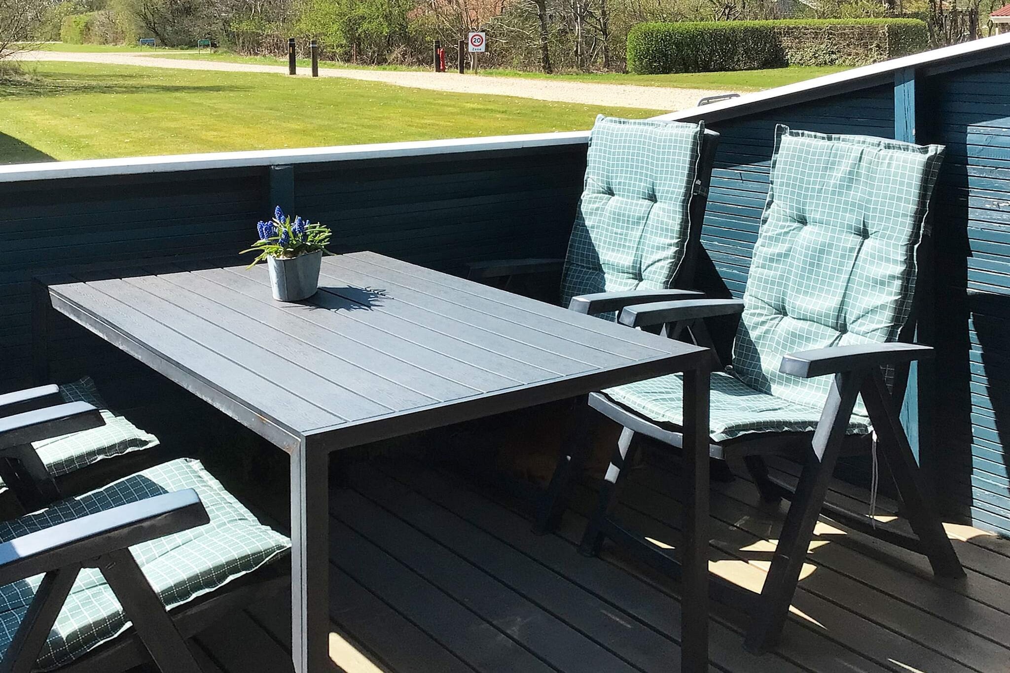 Internet Access DSL, Sitting room(single folding bed), open kitchen(cooker(electric), hood, coffee machine, microwave, fridge-freezer), Living/bed room(TV(cable, german television channels, danish TV channels (DR1 and TV2)), DVD player, CD player, stereo unit, high chair), bedroom(double bed), bedroom(2x bunk bed), bathroom(floor heating)(bathtub or shower, washbasin, toilet), heating(electric), terrace, terrace(roofed)