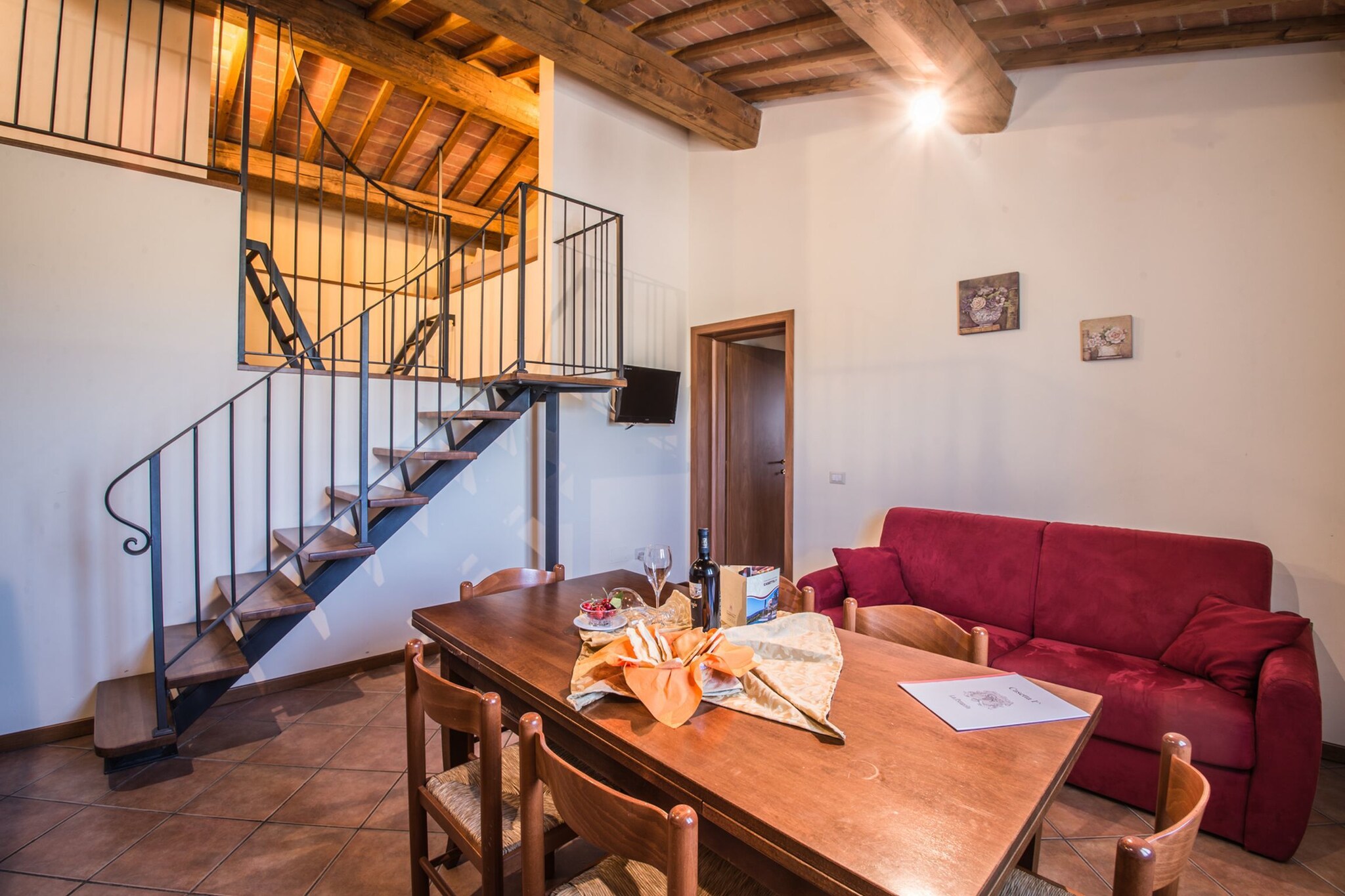 Ground floor: (Living room(double sofa bed, TV), open kitchen(cooker(4 ring stoves), coffee machine, oven, fridge-freezer, air conditioning), bedroom(double bed or 2 single beds, air conditioning), bedroom(double bed, air conditioning), bathroom(shower, washbasin, toilet, bidet), bathroom(shower, washbasin, toilet))\n\nOn the 1st floor: (Living room(single sofa bed, TV), Living room(single sofa bed, TV), Living room(double sofa bed, TV), open kitchen(cooker(4 ring stoves), coffee machine, oven, fridge-freezer, air conditioning), open kitchen(cooker(4 ring stoves), coffee machine, oven, fridge-freezer, air conditioning), bedroom(double bed, air conditioning), bedroom(double bed, air conditioning), bedroom(double bed, air conditioning), bedroom(double bed or 2 single beds, air conditioning), bedroom(double bed or 2 single beds, air conditioning), bedroom(single bed, air conditioning), bathroom(shower, washbasin, toilet, bidet), bathroom(shower, washbasin, toilet, bidet), bathroom(shower, washbasin, toilet, bidet), children\'s bed, high chair)\n\ntoilet, washing machine(shared with other guests), terrace, garden(private, > 1000 m2), garden furniture, 14x sun loungers, BBQ, parking, swimming pool(private, 12 x 6 m., opened from Apr upto and including Oct), bicycles available(paid, on request)