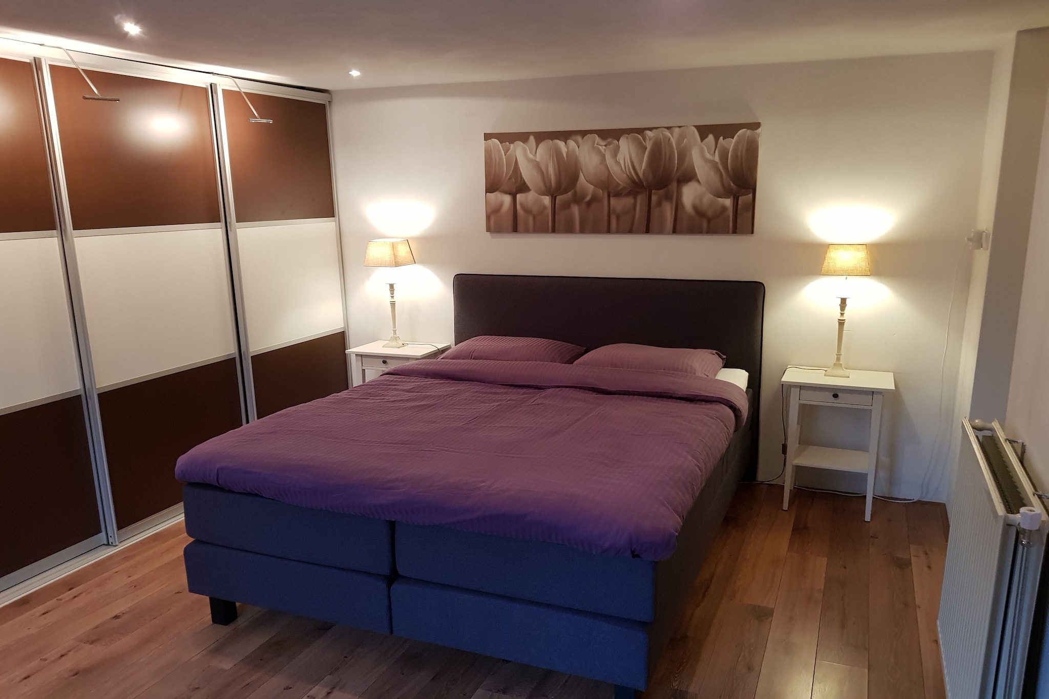 Ground floor: (Kitchen(electric kettle, cooker, coffee machine(cups), coffee machine(filter), oven, dishwasher, fridge-freezer), Living/diningroom(TV, fireplace), bedroom(double bed), bedroom(double bed(boxspring)), bathroom(shower, washbasin, toilet))\n\nOn the 1st floor: (bedroom(2x single bed))\n\nAnnex: (sauna)\n\ntumble dryer, sauna, washing machine, heating(central), terrace, garden, bicycle storage, garden furniture, deckchairs, parasol, boules court, ironing board, Charging post for electric cars