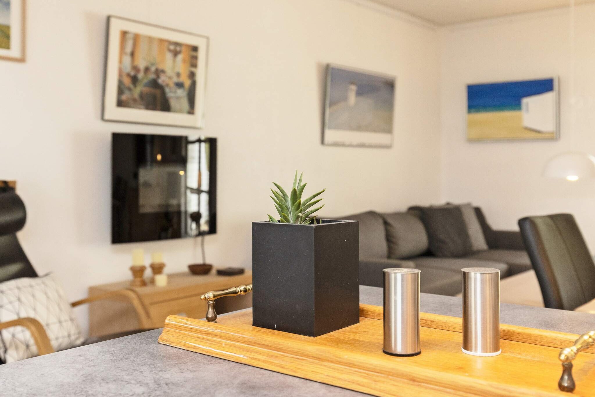 Apartment located on the outskirts of Gl. Skagen in scenic surroundings and within walking distance to the beach. The apartment is modernly furnished with good furnishings, well-equipped open kitchen with dining area, spacious bathroom with underfloor heating and washing machine and two large bedrooms with good beds. On the 45 m & # 178; large partially covered terrace with garden furniture and two sun loungers there is always shelter to find where you can enjoy the beautiful nature or cook on the grill. There is also a small space in front of the apartment, where there is also a table and chairs so you can enjoy the sunset. Not for rent to youth groups.
A refundable deposit might be charged closer to your check-in date. This deposit covers utilities consumed during your stay and any additional services that may be taken. The final amount will be adjusted based on actual meter readings, actual usage of extra services, and any remaining balance will be refunded within 21 days after checkout.