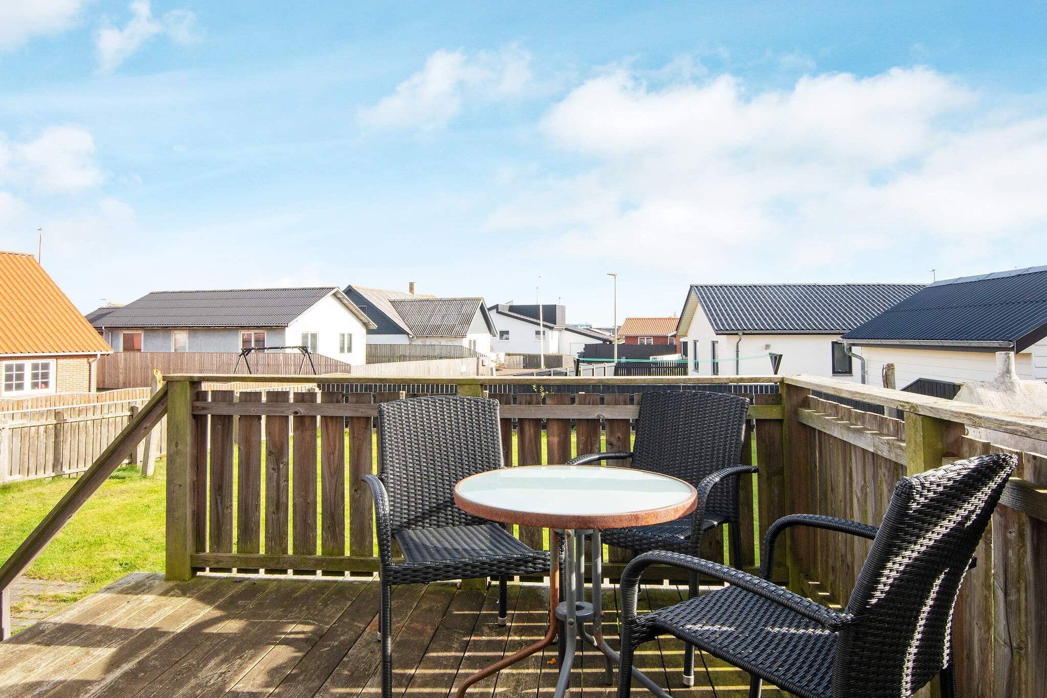 Spacious and well-appointed two-storey cottage located on a natural plot in Thyborøn, just approximately 150 meters from the North Sea. The house features a small roof terrace and a garden area ideal for outdoor activities. Inside, there are wooden floors throughout, with tiled flooring in the bathroom. The ground-floor bathroom includes a shower and underfloor heating. The kitchen opens to the terrace with stairs leading to the garden and is equipped with a convection oven, stove with ceramic hobs, dishwasher, microwave, and freezer. The dining area includes a wood-burning stove, while the living room features a TV, DVD player, stereo with CD player, and a double sofa bed. Upstairs, the home offers four bedrooms, providing comfortable accommodation for families. The basement includes a table football game, exercise bike, and washing machine. Additional amenities include free Wi-Fi, cot, high chair, changing table, and baby bath. Outdoors, guests can enjoy a pizza oven and various lawn games. This property is ideal for families seeking a holiday by the North Sea. Thyborøn offers Denmark’s second-largest fishing port, the Jutland Aquarium, the West Coast Center, and one of the best nearby beaches. Please note: rental is not available to youth groups. A refundable deposit may be charged closer to check-in to cover utilities and any additional services used. The final amount will be adjusted based on actual meter readings and service usage, with any remaining balance refunded within 21 days after checkout.A refundable deposit might be charged closer to your check-in date. The security deposit ensures a smooth stay and covers any additional services or consumption charges.This deposit covers utilities consumed during your stay and any additional services that may be taken.The final amount will be adjusted based on actual meter readings, actual usage of extra services, and any remaining balance will be refunded within 21 days after checkout.This deposit simply acts as a prepayment for charges that  you would anyways pay for, ensuring a seamless stay and check-out experience.