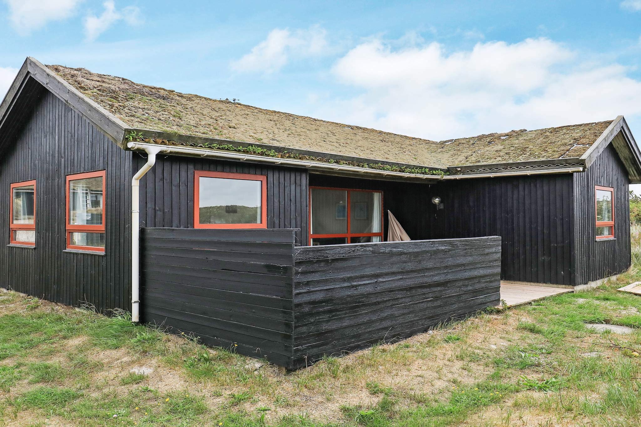 Holiday cottage close to the North Sea at Henne Strand surrounded by heather-clad dunes and vast moorland. The house has just the right summer mood needed. Quality and space signifies the house that has bedrooms, bathroom with shower and a kitchen located in open connection to the charming living room. On the large terrace you can always find a spot for sunbathing or just relaxing in the shade. There is a sandpit for the children to enjoy. This house is suited for guests who appreciate the raw nature at its best. You will not find lawns or flowerbeds but instead you can enjoy the heather-clad dunes and the mile long bright sandy beach. The North Sea is just a few minutes walk from the house and you will get easily impressed by the roaring ocean which is often the only sound to disturb the peace and quiet. No letting to youth groups.A refundable deposit might be charged closer to your check-in date. The security deposit ensures a smooth stay and covers any additional services or consumption charges.This deposit covers utilities consumed during your stay and any additional services that may be taken.The final amount will be adjusted based on actual meter readings, actual usage of extra services, and any remaining balance will be refunded within 21 days after checkout.This deposit simply acts as a prepayment for charges that  you would anyways pay for, ensuring a seamless stay and check-out experience.