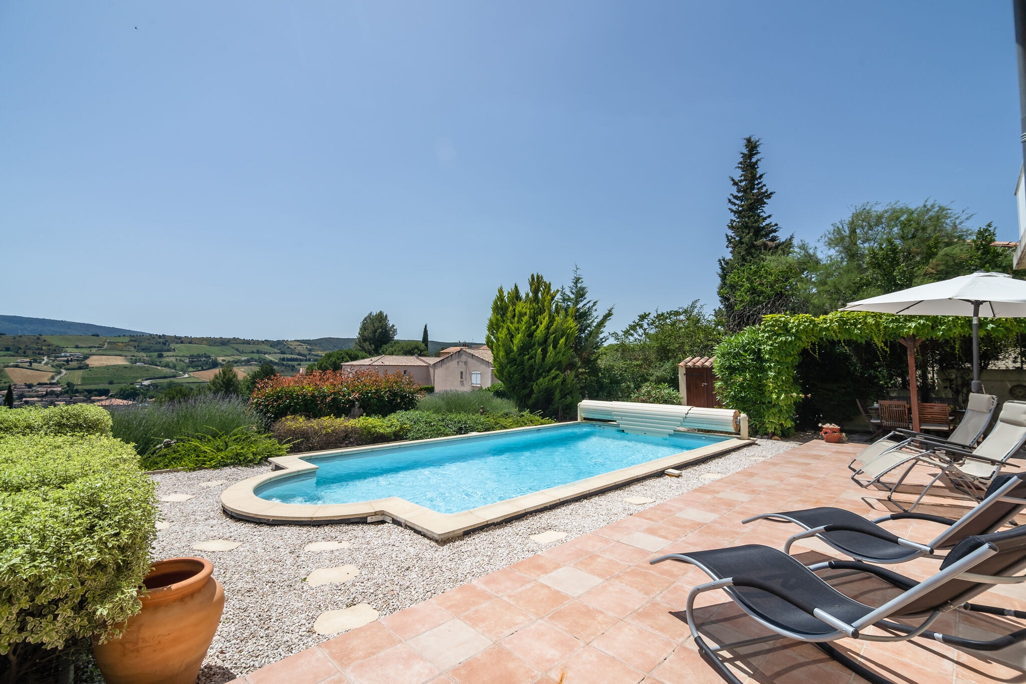 Spacious villa with private swimming pool and fully enclosed garden.