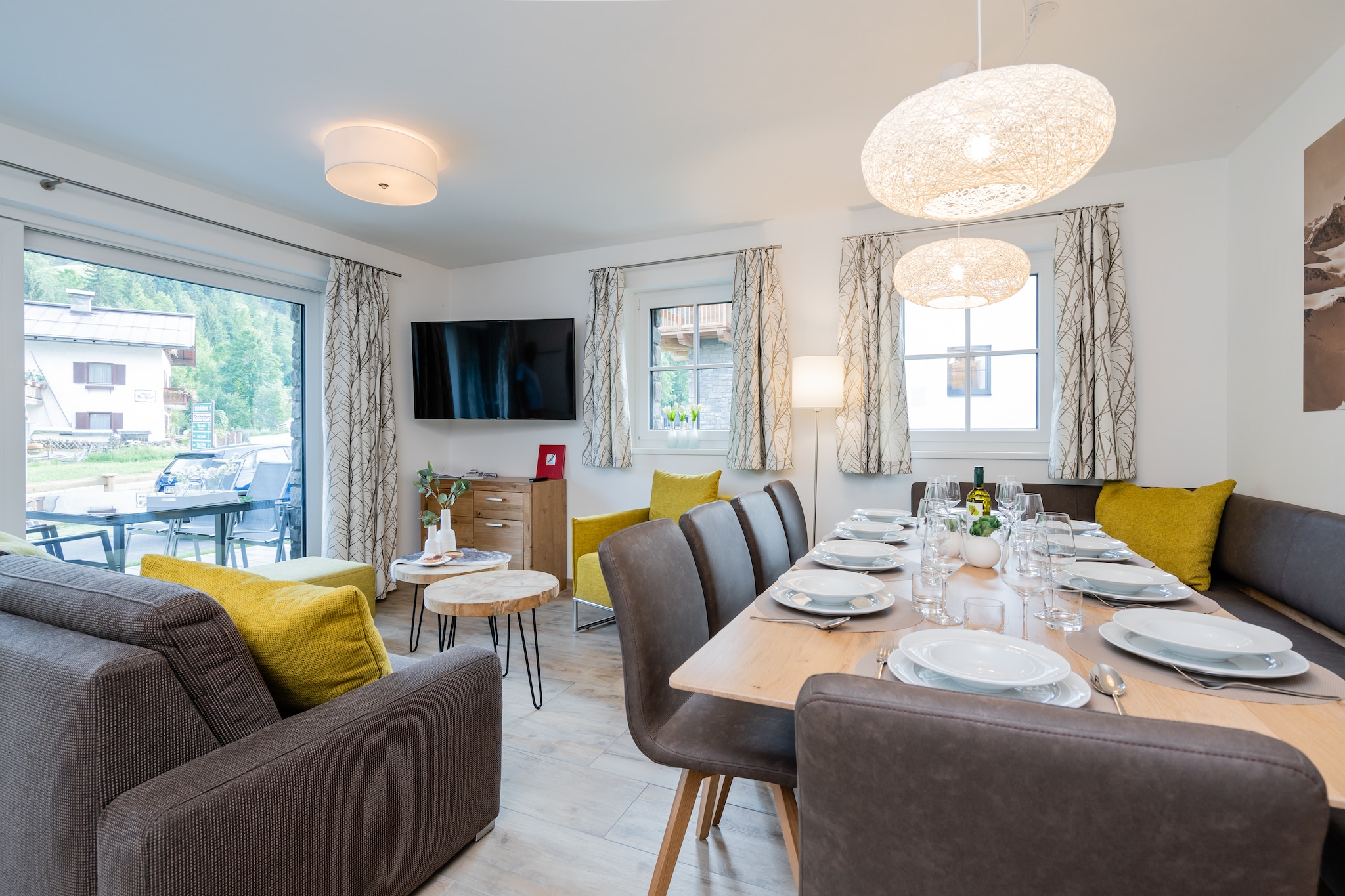 This beautiful and, above all, luxurious premium chalet for a maximum of 10 people is located in the popular Mühlbach am Hochkönig in Salzburgerland, a short distance from the center and the lifts of the Hochkönig ski area, and with a wonderful view of the surrounding mountain landscape.

The chalet consists of two semi-detached houses, of which you live alone in the left half of the house. Due to the large area spread over three floors, it is an ideal holiday home for friends or families. On the ground floor there is the living room with an open kitchen. From here you have direct access to the large terrace with the garden. Here you will also find the first bedroom with bathroom. On the first floor there are three large bedrooms, one of which has an en-suite bathroom. There is a second bathroom for the other 2 bedrooms. In addition, this chalet has a relaxation/rest area with sauna as well as ski storage, washing machine and dryer and sufficient parking space.

Mühlbach is an attractive destination not only in winter, but at any time of the year. Many opportunities for mountain bikers, hikers, paragliders, horse riders and of course those seeking peace and quiet can be found in the immediate vicinity. Winter needs no further explanation. The large, modern ski area Ski Amade Hochkönig between Dienten, Maria Alm and Mühlbach with 120 kilometers of slopes and 34 lifts is located in the immediate vicinity of the chalet.

In summer, the Mühlbach outdoor pool offers lots of swimming fun! There are plenty of shops for your daily needs right in town as well as a good selection of restaurants. You can reach the state capital Salzburg in about 1.5 hours by car.



