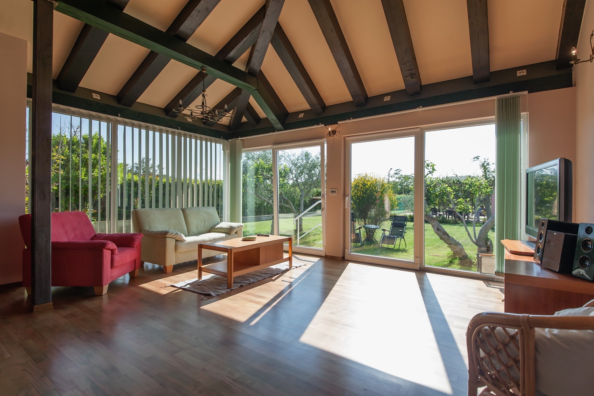 Surrounded by lush greenery, this holiday home for six guests offers a peaceful retreat just 800 meters from the sea in Zaton. With free WiFi, a private fenced garden, and a sunlit terrace, guests can enjoy both relaxation and convenience. The home is 2 km from the town center, with restaurants just 50 meters away and general supplies within 200 meters, ensuring easy access to essentials.

Modern Amenities & Outdoor Fun
Inside, the property features a cozy living and dining area with a flatscreen satellite TV, a fully equipped open kitchen, and two comfortable bedrooms, one with a double bed and another with two single beds and a loft bed. Guests can unwind on the private roofed terrace, enjoy outdoor dining with the barbecue, or take advantage of amenities like a washing machine, sun shower, and bicycles for exploring the surroundings. The football goal adds a fun touch for active guests.

Nearby Attractions & Dining
Explore St. Nicholas Church, a historic landmark offering stunning views, or visit Bilotinjak Beach, known for its crystal-clear waters. For dining, Konoba Gusar serves fresh seafood, while Tavern Arka Restaurant offers authentic Mediterranean flavors. Whether seeking adventure or relaxation, this holiday home is the perfect getaway.