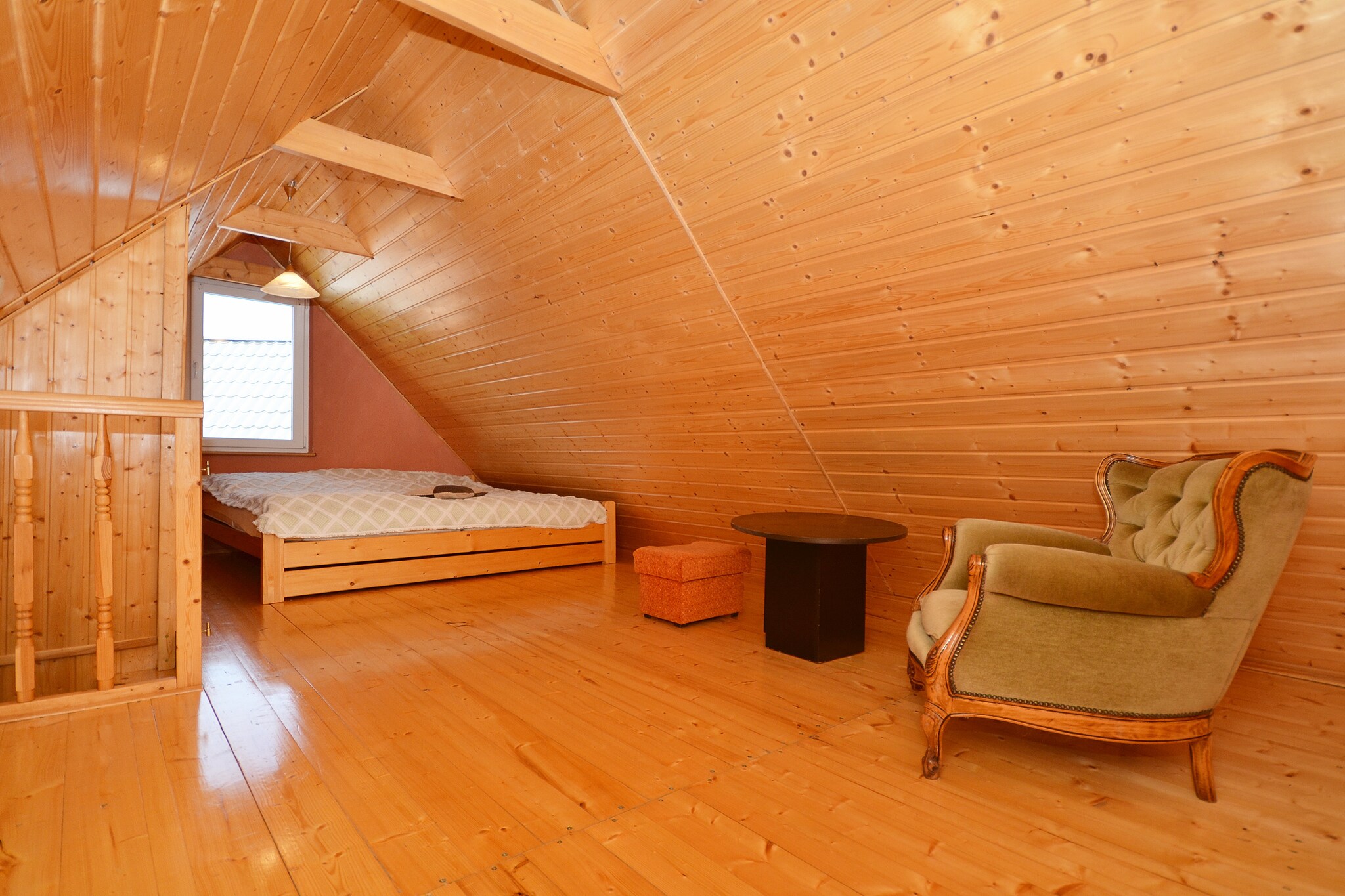 A quiet cottage in a seaside village. Living room, two bedrooms, a large garden.