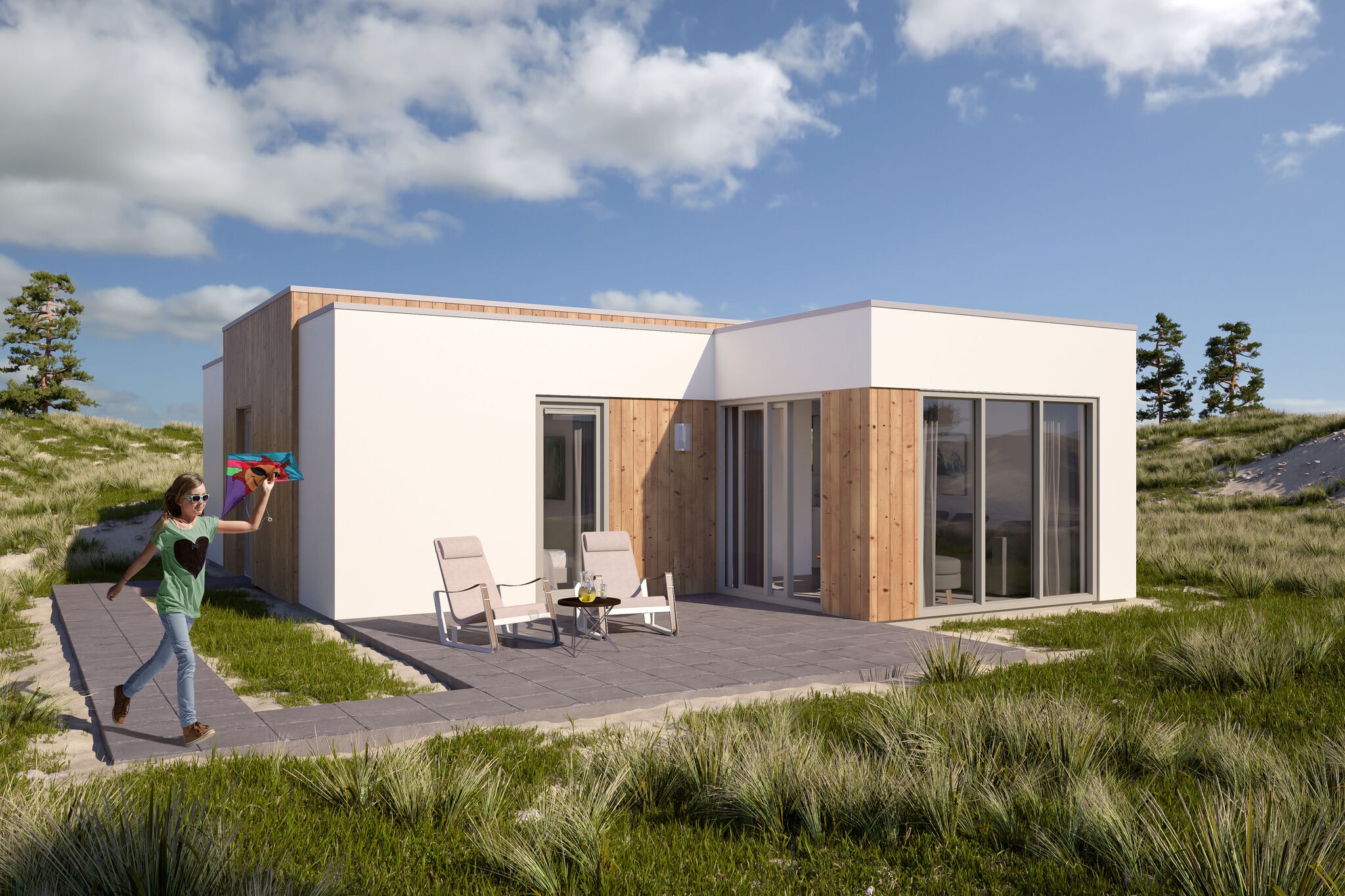 Modern bungalow with two bathrooms, 500 m. from the beach