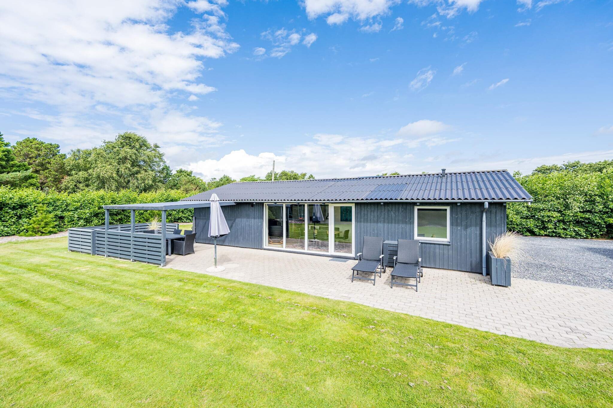 NO YOUTH GROUPS - ONLY 1 LITTLE DOG ALLOWED On a nice enclosed plot of over 1500 m2 is this really well-kept holiday home. The house was modernized in 2020 and appears everywhere glorious light. Lovely kitchen located in open connection with cozy living room. In the house you will find three good bedrooms, of which 1 with double bed and 2 with 3/4 beds. 2 lovely bathrooms with shower. From the living room there is access to a nice large terrace where there is plenty of space to enjoy yourself. On the grounds you will find a lot for the children - here is both a swing and a sandbox. Free final cleaning!
A refundable deposit might be charged closer to your check-in date. This deposit covers utilities consumed during your stay and any additional services that may be taken. The final amount will be adjusted based on actual meter readings, actual usage of extra services, and any remaining balance will be refunded within 21 days after checkout.