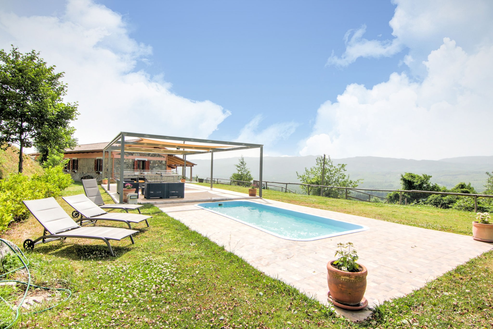 An optional utilities and service fee of EUR 250,00 will be charged before your arrival. Details are given below.<br> This beautiful villa in Torre di Ruggiero is equipped with all luxury facilities. The home is perfect enough for several families or groups of friends. Outside, you will find a private pool where you can cool off in the Italian summers. Torre di Ruggiero is situated in a beautiful natural setting in the centre of Italy. In this area you can make beautiful walks through nature. The kids can bring to the prehistoric park Il Mondo della Preistoria and there are several ruins in the area that you can visit. After a long and eventful day you can relax in the swimming pool, or in the sauna. There is fitness equipment for burning the extra calories. For rejuvenation, you can play a game of football, foosball, or table tennis here. There is something for everyone! <br><b> Optional Utilities & Service Package </b><br><b> An optional utilities and service package of EUR 250,00 </b> can be selected prior to your arrival. You will receive a separate communication with the payment link should you wish to include it.<br>This package ensures a seamless stay and conveniently covers services such as final cleaning, utility consumption, service support, and protection against minor damages or incidental costs during your stay.<br>Guests who prefer may manage these services independently, provided the property is returned in good order at check-out.
