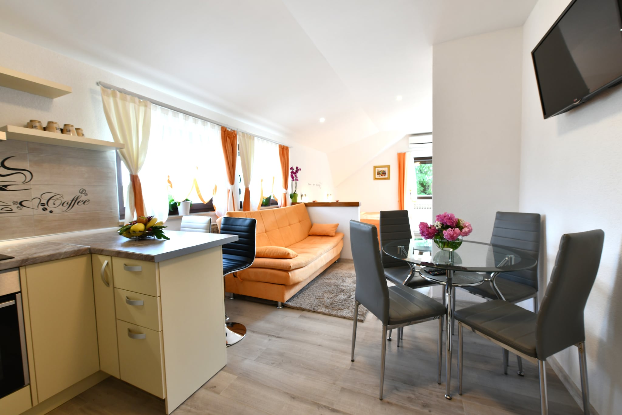 This simplistic yet captivating apartment in Selište Drežnićko is an ideal stay for a group or a couple. The house has a bedroom that can host 4 people comfortably. In the well-manicured garden of the house you can spend some quality time with your loved ones.
The PlitviÄka vrela lake 2 km away is the perfect place to bond with mother nature. Spend some peaceful time listening to chirping birds and the rippling water of the Korana river 2 km away. Both a restaurant and grocery store can be found a km away from the house.
To keep you comfortable in all weather conditions this house has both heating and air-conditioning facilities. Prepare mouth drooling meals on the barbecue and relish it while lounging on the furniture in the garden. Parking is available on the premises.
Zagreb airport lies 120 km away.