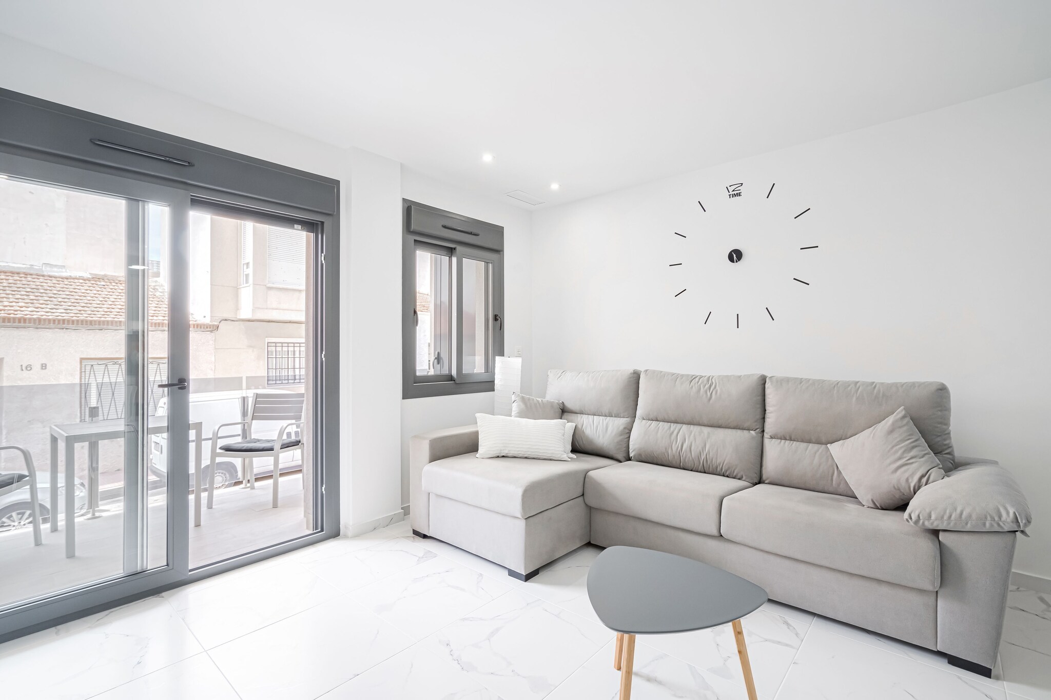 An optional utilities and service fee of EUR 90,00 will be charged before your arrival. Details are given below.<br> Come and relax in this comfortable apartment in Torrevieja featuring two private terraces, a rooftop solarium, a communal roof terrace with barbecue facilities. Ideal for a small family on a vacation, there is also a heated swimming pool, a common sauna, and a private garage space. The center of Torrevieja is a stone's throw away from the property. You will find the typical Spanish bars and restaurants in the center only. Playa de la Cruz sea sea is 500m away. The house has a very spacious living-dining room with lots of natural light. If you use the services in an Irrational and abusive consumption may be charged as an extra !! If you want to enjoy a luxury vacation in Costa Blanca, this is your home! Airport Alicante is 64 km away. <br><b> Optional Utilities & Service Package </b><br><b> An optional utilities and service package of EUR 90,00 </b> can be selected prior to your arrival. You will receive a separate communication with the payment link should you wish to include it.<br>This package ensures a seamless stay and conveniently covers services such as final cleaning, utility consumption, service support, and protection against minor damages or incidental costs during your stay.<br>Guests who prefer may manage these services independently, provided the property is returned in good order at check-out.