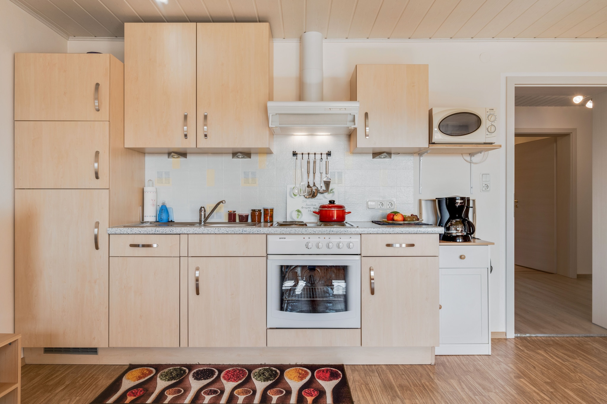 On the 1st floor: (open kitchen(electric kettle, cooker, coffee machine(filter), oven, microwave, dishwasher, fridge(+ freezer)), Living/diningroom(TV(flatscreen, satellite, digital), dining table, DVD player), bedroom(double bed, washbasin), bedroom(double bed, washbasin), bedroom(single bed, washbasin), bathroom(shower, washbasin, toilet, hairdryer), Landing)\n\nbalcony, terrace(shared with the owner ), garden(shared with the owner ), BBQ, deckchairs, parasol, children\'s bed, Charging post for electric cars