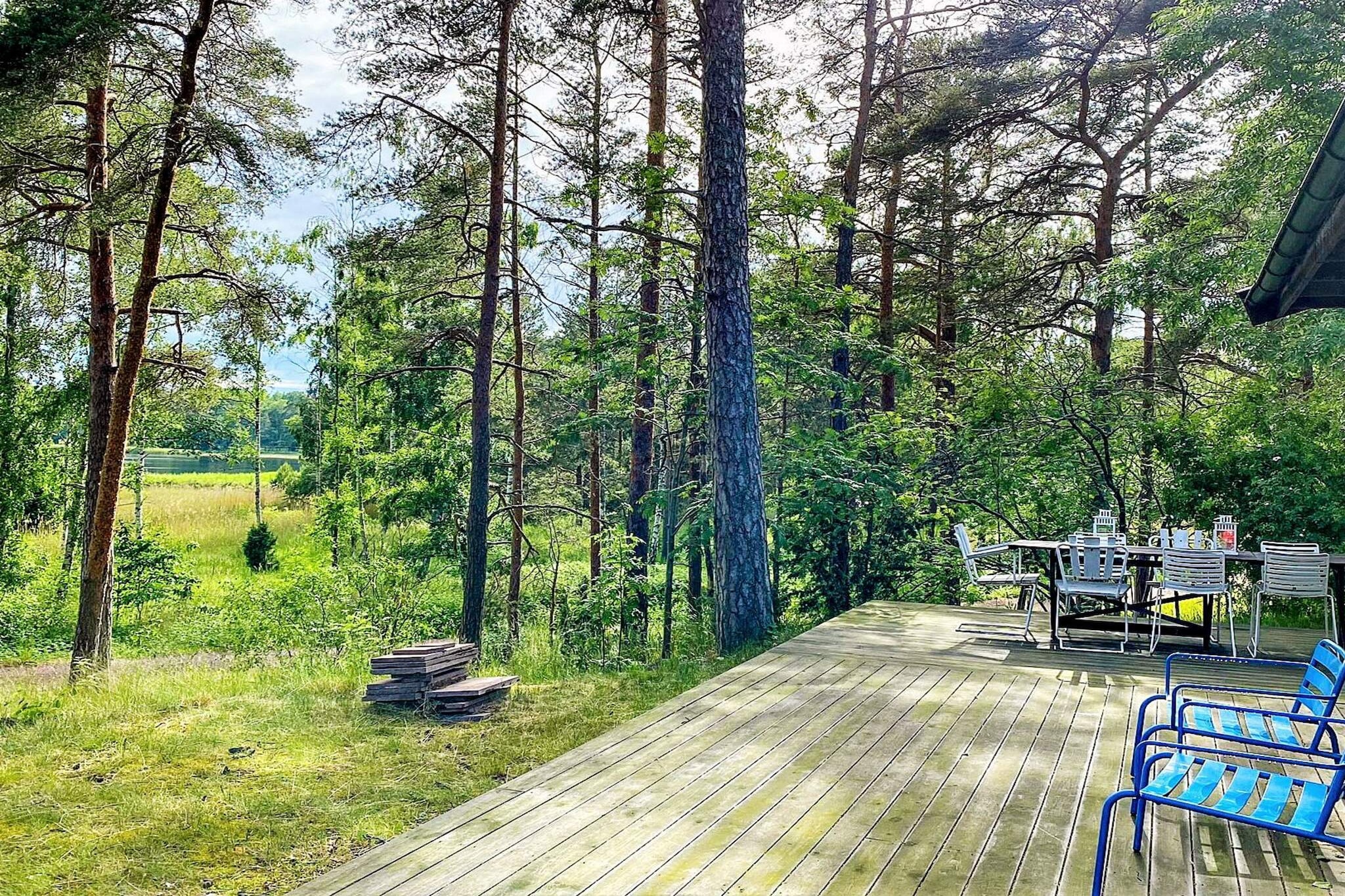 Kitchen(cooker(electric), hood, coffee machine, microwave, fridge(+ freezer)), Living/bed room(double folding bed, TV), bedroom(2x bunk bed), bathroom(washbasin, shower, toilet), terrace, garden, garden furniture, BBQ, parking, geothermal energy