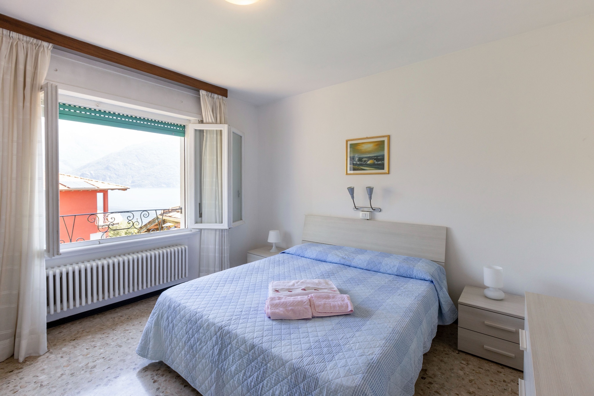 Ground floor: (hall, Living room(TV, seating area), Large kitchen(hob, electric kettle, toaster, cooker, hood, coffee machine, oven, microwave, dishwasher, fridge-freezer, Juicer), bedroom(double bed or 2 single beds), bedroom(double bed), bathroom(shower, washbasin, toilet, bidet), plancha grill)\n\ngarden(fenced, landscaped garden), sun loungers, BBQ, parking