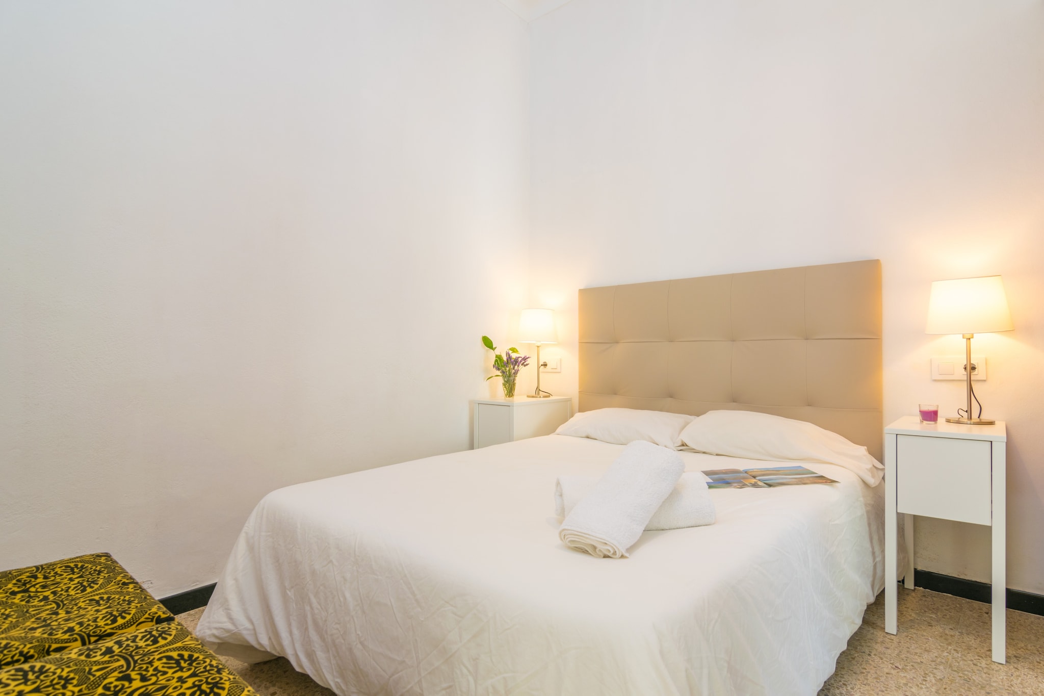 Living room, Kitchen(cooker, coffee machine, oven), bedroom(double bed), bedroom(double bed), bathroom, microwave, dishwasher, fridge-freezer, shower, washbasin, toilet, children\'s bed, high chair