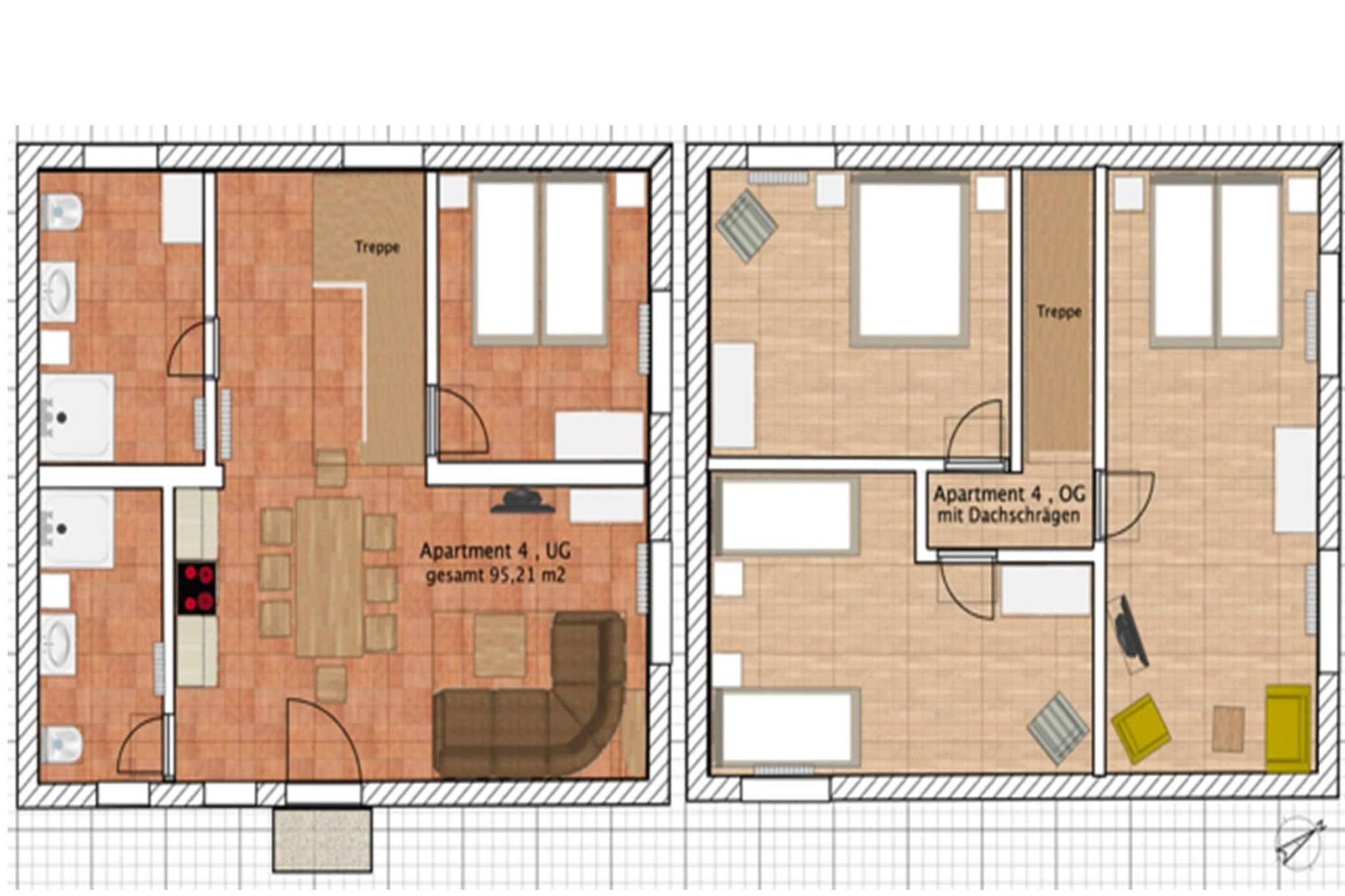 Appartement 4 rechts außen - Plattegrond