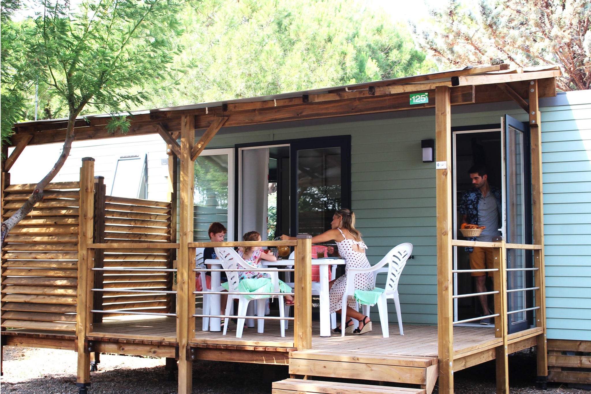 Camping L'Air Marin Vias-Plage  Mobilhome ACAPULCO 3CH-Terrasbalkon