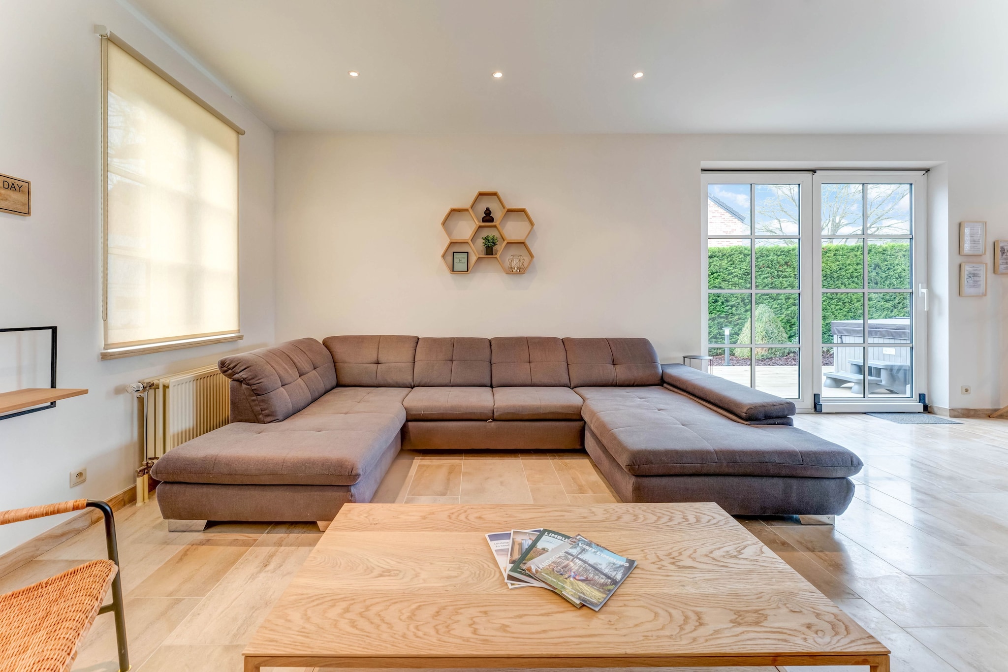 Located in the heart of Haspengouw, this beautiful 3-bedroom holiday home in Heers offers a luxurious escape for up to 10 guests. Surrounded by orchards, castles, and chapels, it’s the perfect base for cycling, hiking, and exploring the region’s rich history.
The home features a private garden with a jacuzzi, outdoor sauna, and furnished terrace, ideal for relaxing evenings and barbecues. Inside, you’ll find a fully equipped kitchen, a cozy living/dining room with a decorative fireplace, and a recreation room with table football, toys, and party games. A playroom, baby crib, high chair, and changing mat make it family-friendly.
Explore nearby towns like Liège (40 km), Maastricht, and Aachen, or take a scenic walk through the Haspengouw orchards.
Extras: –
– Complimentary WiFi is available throughout the property.
– Guests can enjoy free on-site parking.