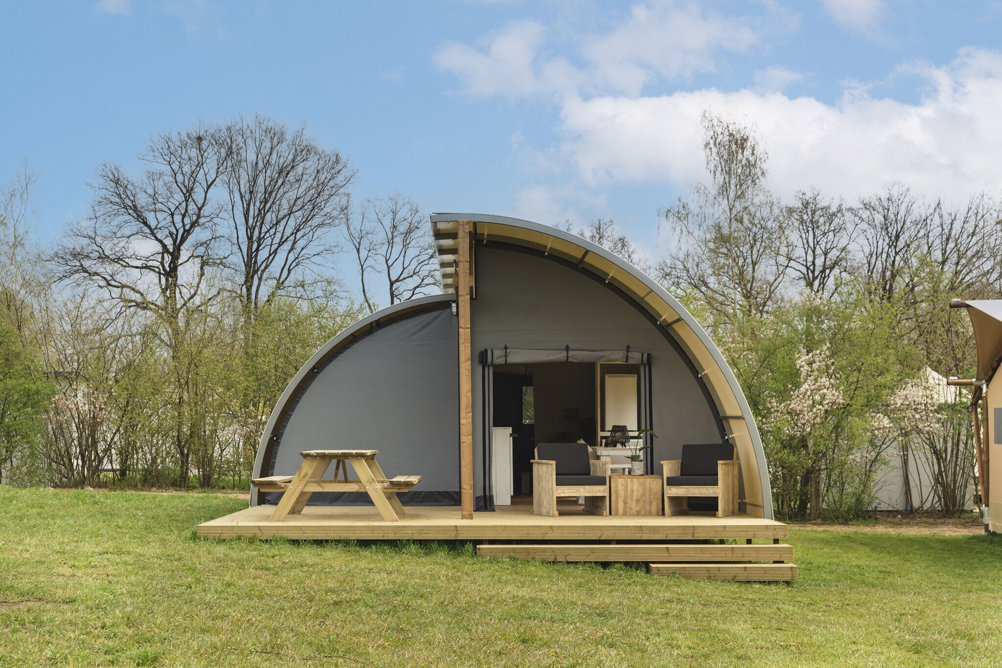 Glamping with private sanitary facilities