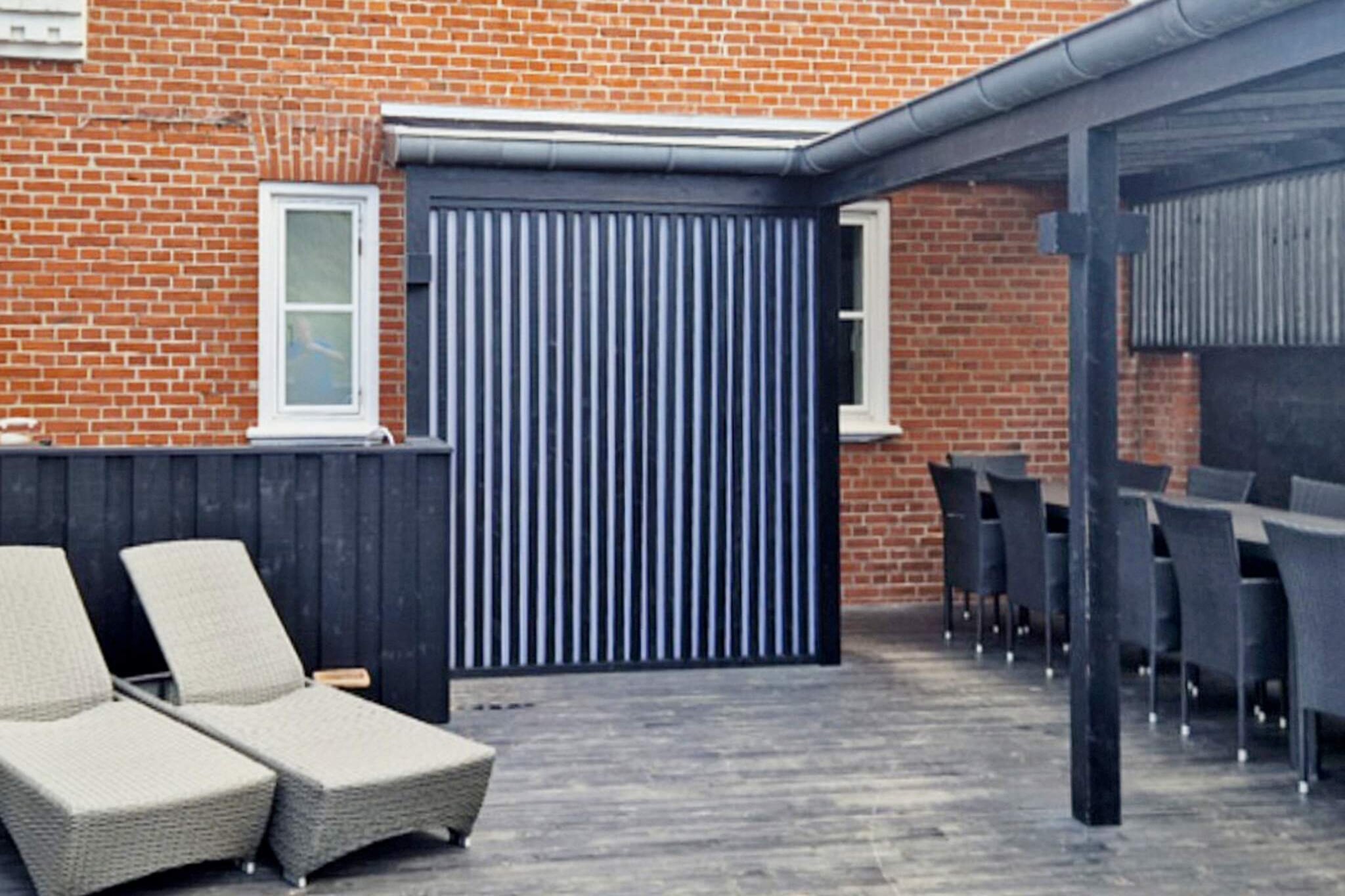 Close to the North Sea and Søndervig you will find this well-equipped holiday home with space for the whole family and which has something to offer for the whole family, regardless of whether it is about joint activities or activities in small groups. The renovated cottage, which i.a. contains a swimming pool, whirlpool, sauna and several activities, is for 20 people and consists of three buildings, of which two of the buildings are on 2 floors. The main building is on two levels and is furnished with a room with double bed, living room, divided dining room for 20 people, bathroom, kitchen and large, east-facing conservatory on the ground floor. On the 1st floor find in two bedrooms, one of which is with a double bed, while the other is furnished with a double bed and two single beds. In addition to the bathroom on the 1st floor, there is also a small library where you can enjoy a good book. Building two is also on two levels and contains a utility room with washer and dryer, bathroom, a bedroom with a double bed and an activity room with i.a. billiards and darts. On the 1st floor you come up to a landing, which has a large alcove with two single beds. In addition, it is a large bedroom, which is furnished with 3 double beds combined into one huge bed. Building three contains a 20 m2 swimming pool, whirlpool, sauna and an activity room with table tennis and bathroom. In addition, there is an annex with a separate entrance, which is furnished with a double bed. The well-equipped house is heated with an energy-friendly air / water heat pump and air / air heat pump, and there is of course fiber network and TV with both Danish and German TV channels. The buildings are connected via a sheltered and partially covered terrace, where you will also find the house barbecue, which you can light up on a good summer evening. Accompanying the cottage there is also a swing, sandpit and a lawn, which invites to play and possibly. ball game. Not for rent to youth groups.
A refundable deposit might be charged closer to your check-in date. This deposit covers utilities consumed during your stay and any additional services that may be taken. The final amount will be adjusted based on actual meter readings, actual usage of extra services, and any remaining balance will be refunded within 21 days after checkout.