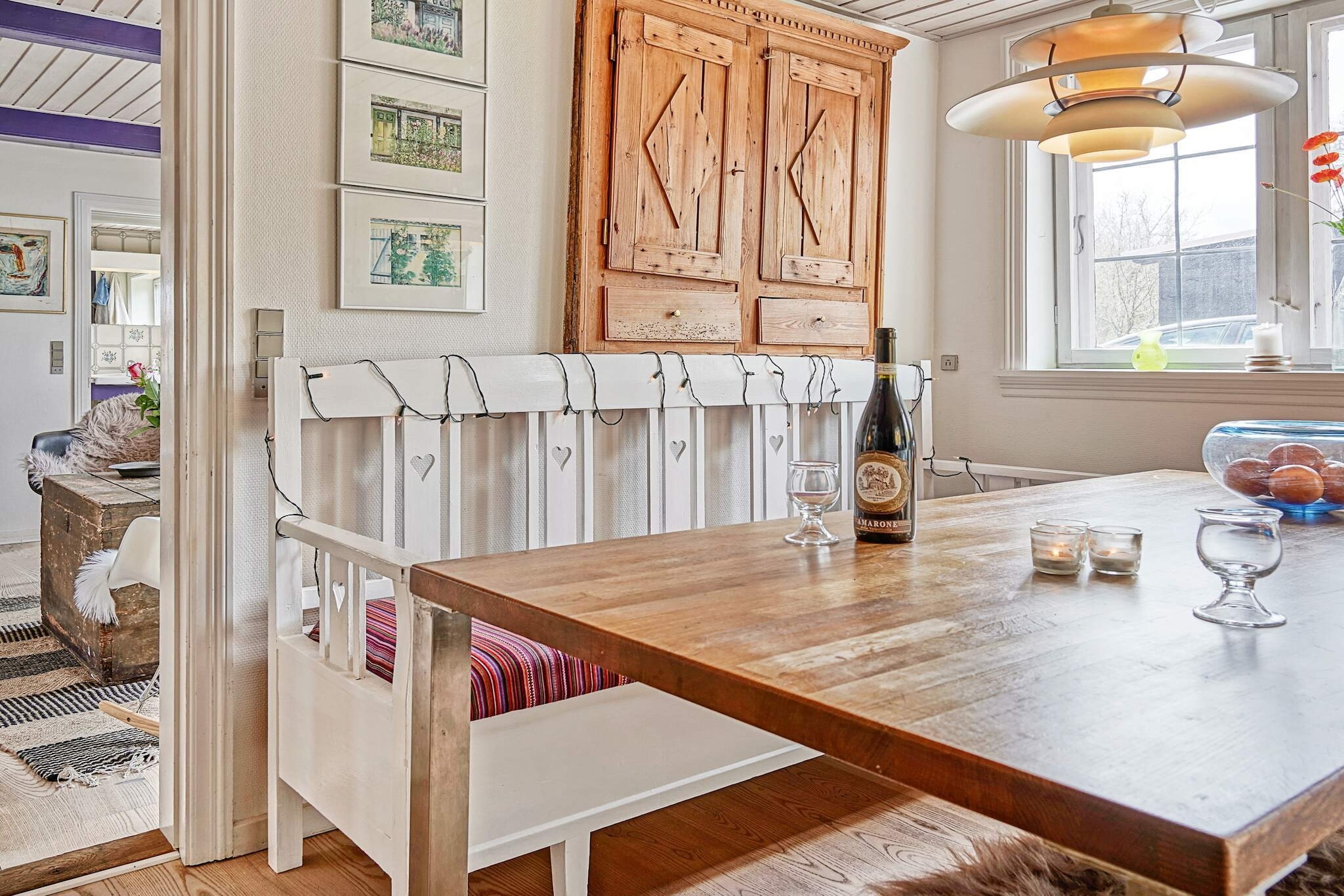 Kitchen(cooker(electric), hood, coffee machine, dishwasher, freezer(60-99L), fridge-freezer), Living/bed room(double folding bed, TV, chromecast), bedroom(double bed), bedroom(2x single bed), bathroom(floor heating)(bathtub or shower, washbasin, toilet), terrace, BBQ