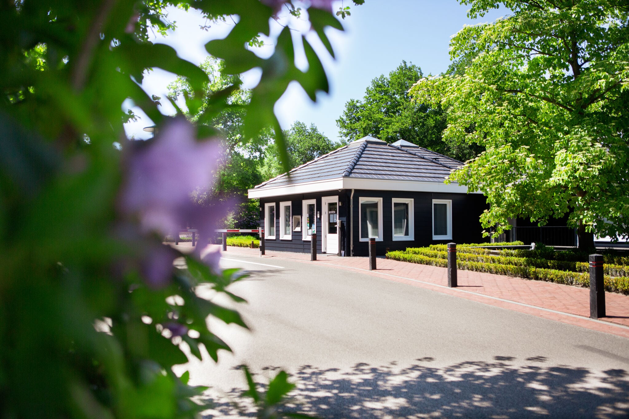 Lodge agréable avec une jolie terrasse situé dans un parc de vacances en Brabant