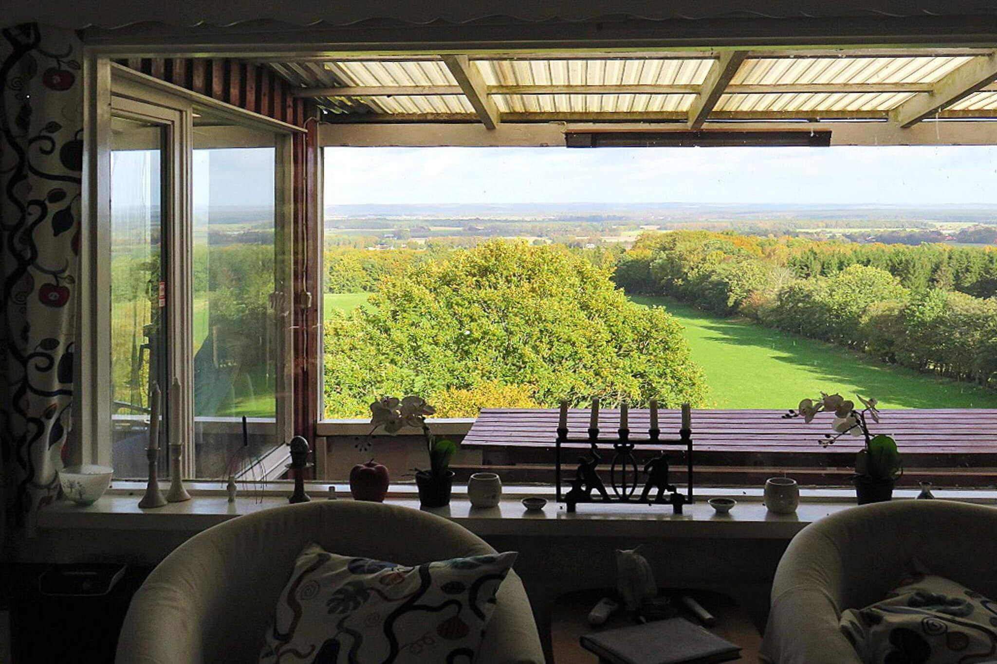 Annex: (2x single bed, washbasin, shower)\n\nKitchen(cooker(electric), hood, coffee machine, microwave, fridge-freezer), Living/bed room(double folding bed, TV(satellite, german television channels, swedish TV channels), fireplace, DVD player, radio, CD player), bedroom(double bed), bathroom(washbasin, shower, toilet, washing machine), conservatory, heating(electric), terrace(garden furniture, BBQ)