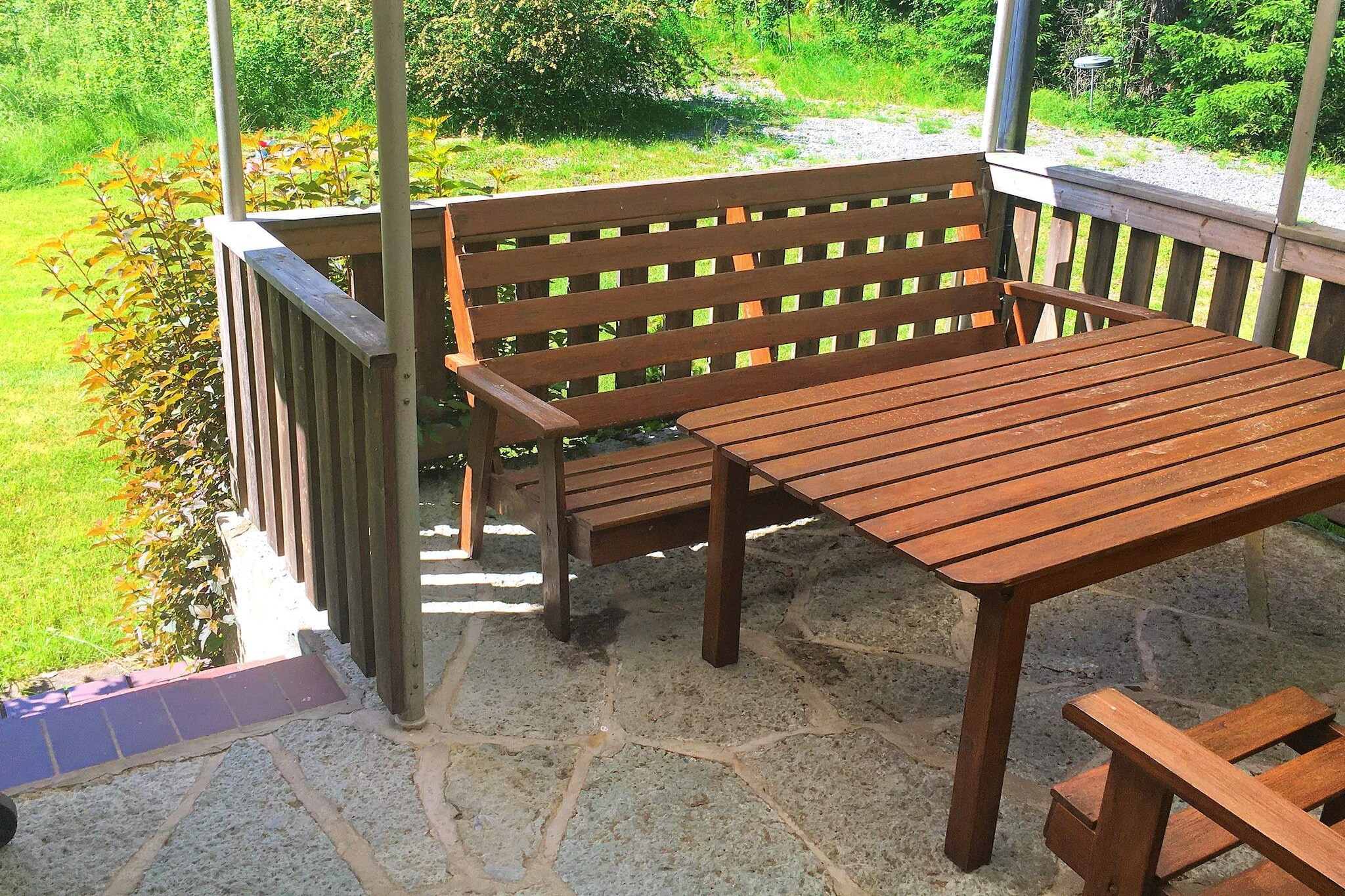 Kitchen(cooker(electric), hood, coffee machine, microwave, fridge-freezer, high chair), Living/bed room(double folding bed, TV(cable, swedish TV channels), fireplace), bedroom(double bed), bathroom(washbasin, shower, toilet, washing machine), heating(electric), terrace(roofed)(garden furniture, BBQ)