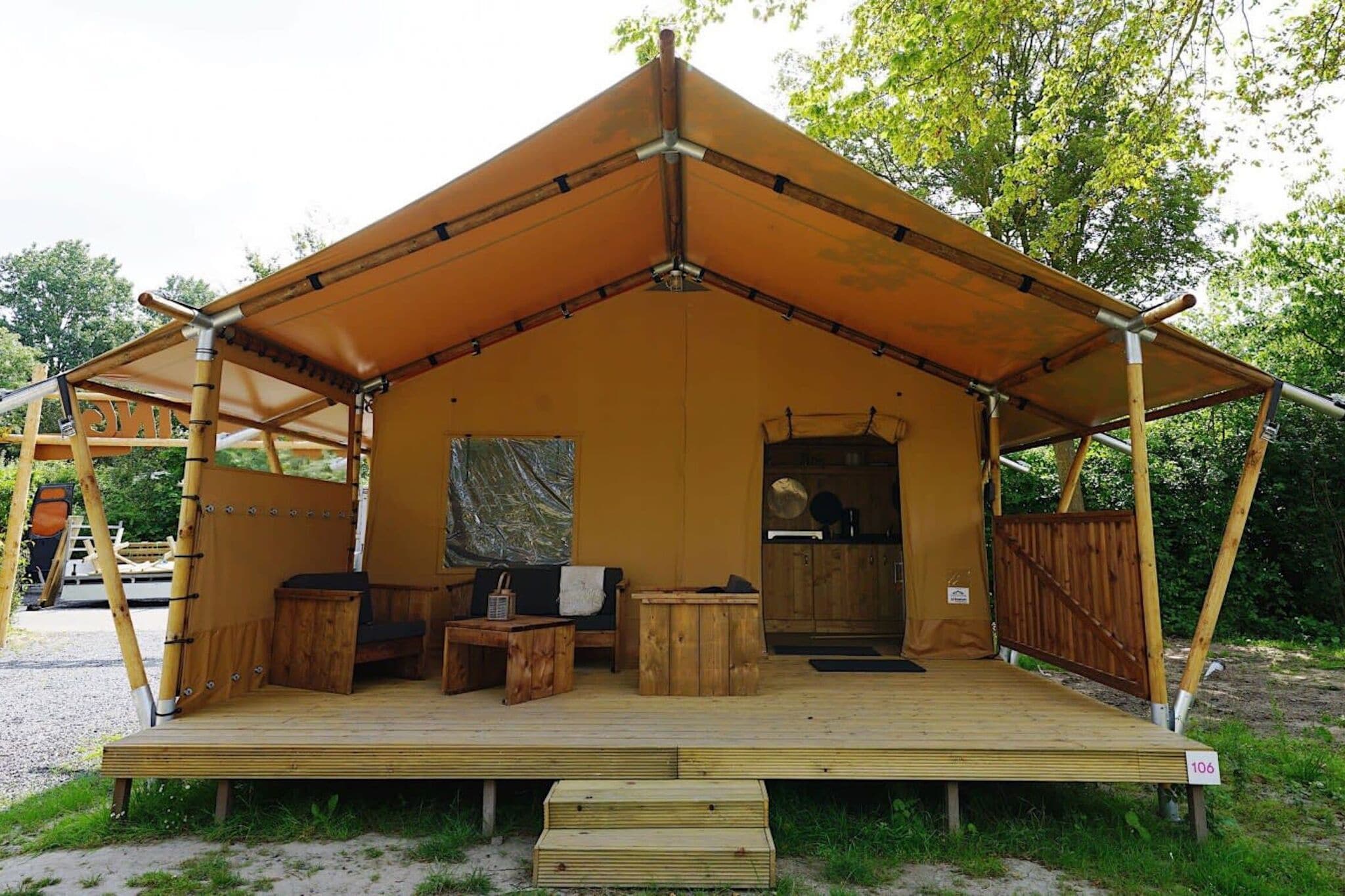 Cozy tent with kitchen, near a recreation area