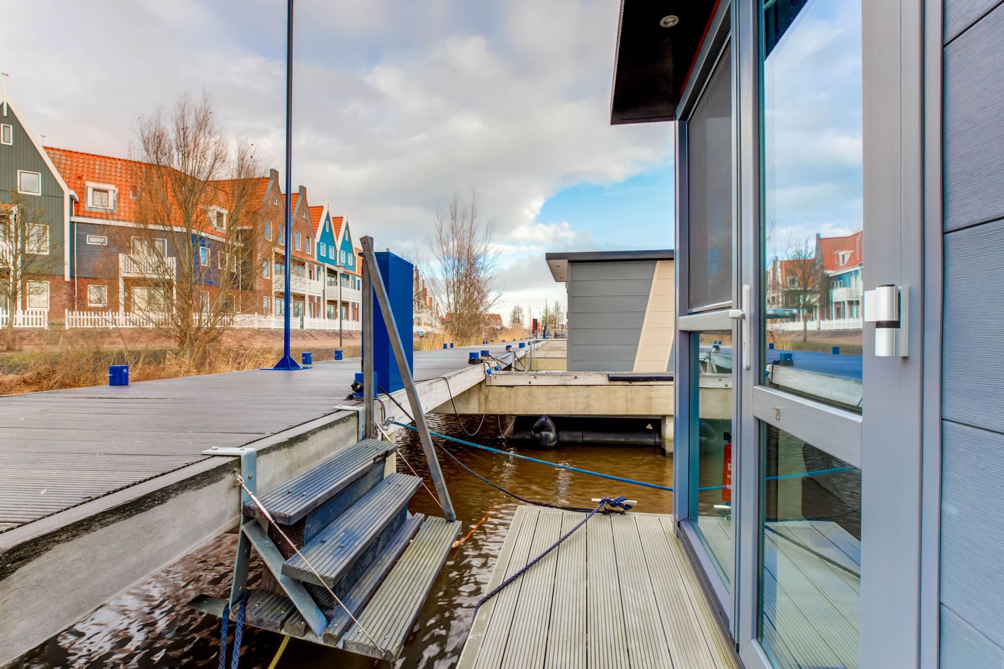 Modern Houseboat in Marina of Volendam