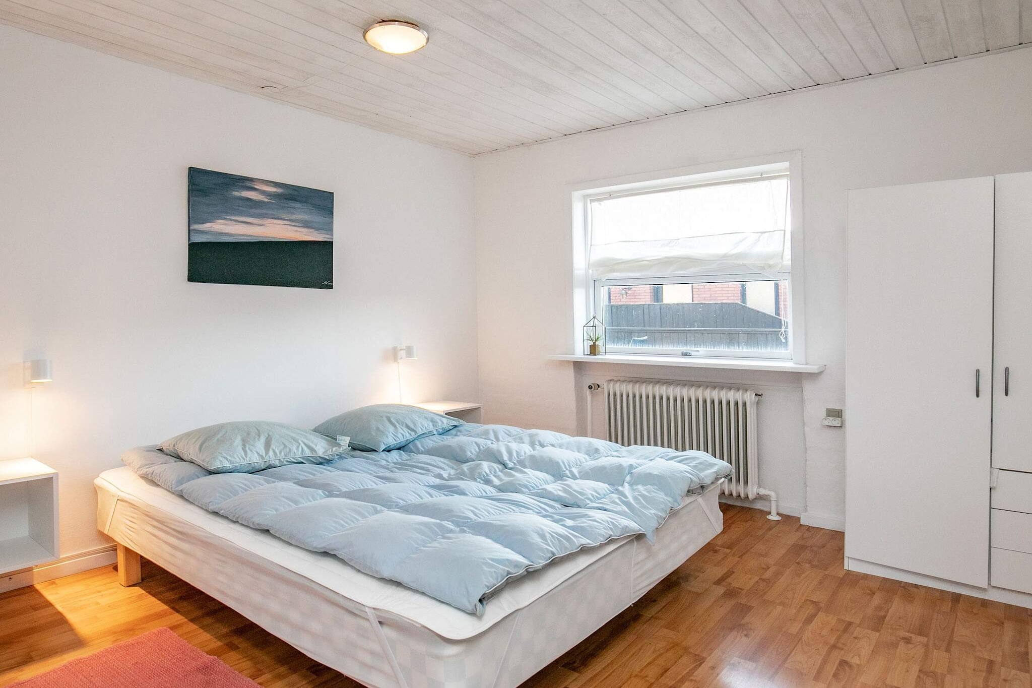 Kitchen(stove(induction), coffee machine, oven, dishwasher, freezer(1-59L), fridge-freezer), Living/bed room(TV(german television channels, danish TV channels (DR1 and TV2), norvegian TV channels , swedish TV channels)), bedroom(double bed), bedroom(double bed), bedroom(2x bunk bed), bedroom(double bed), bathroom(tumble dryer, washbasin, shower, toilet, washing machine), terrace, garden, garden furniture, play equipment