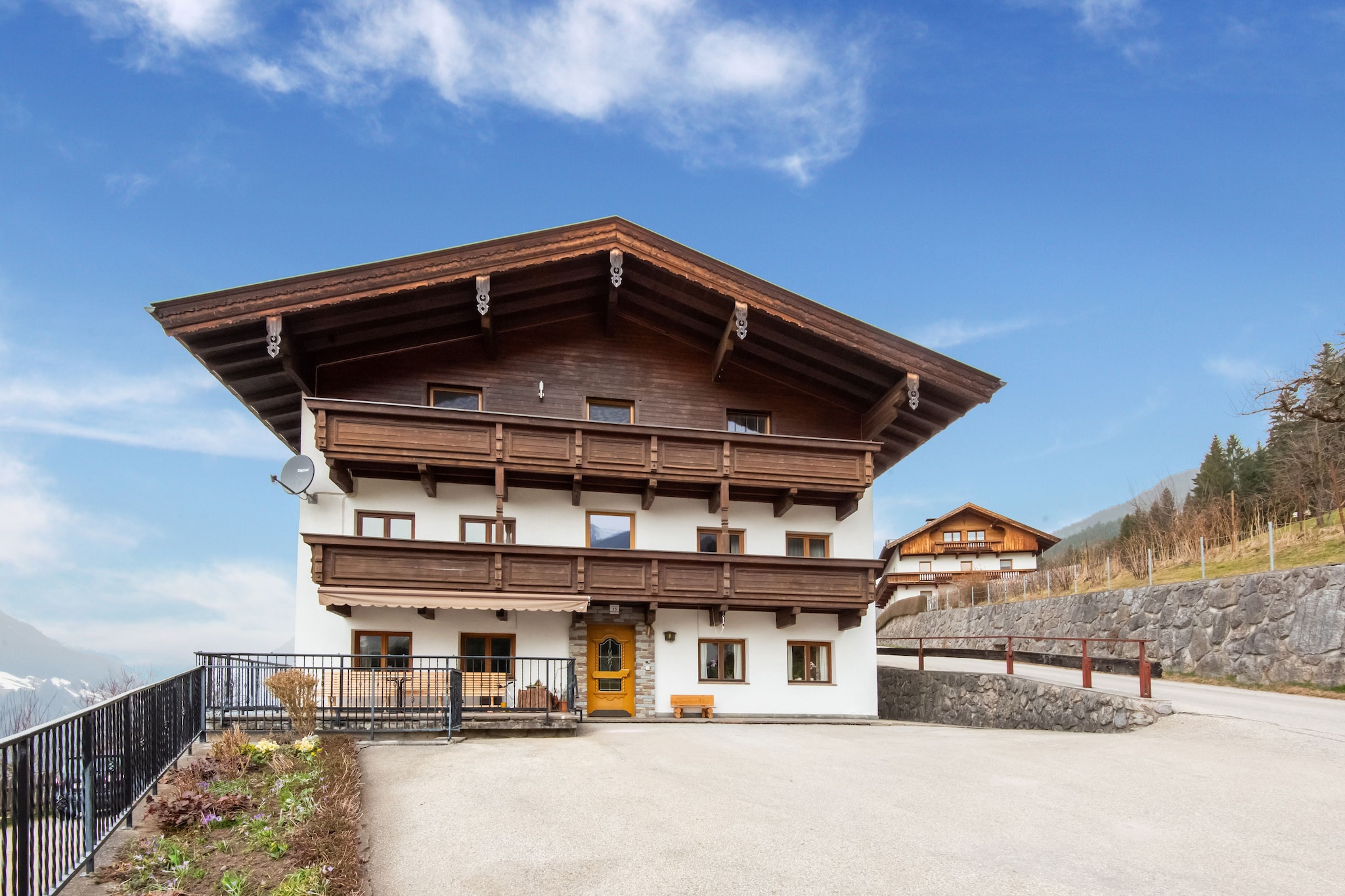 This traditional holiday home on a farm is blessed with a magnificent view of the Zillertal. Ideal for vacations with family and/or friends, in the spring, summer, fall or winter. There is a lovely balcony where you can unwind with a drink of your choice.
Make beautiful walks through the widely famous region of the Zillertal and enjoy the impressive nature. A visit to the city of Innsbruck, with nice shops, cafés and restaurants are also possible. You will also find interesting sights such as the Golden Roof and Schloss Ambras.
With elegant and high-quality interiors, this 3-bedroom apartment offers a luxurious stay. The fully equipped kitchen invites you to cook together with friends. There is a parking facility also available. You can prepare tasty barbecue meals and relish them in the well-furnished garden.