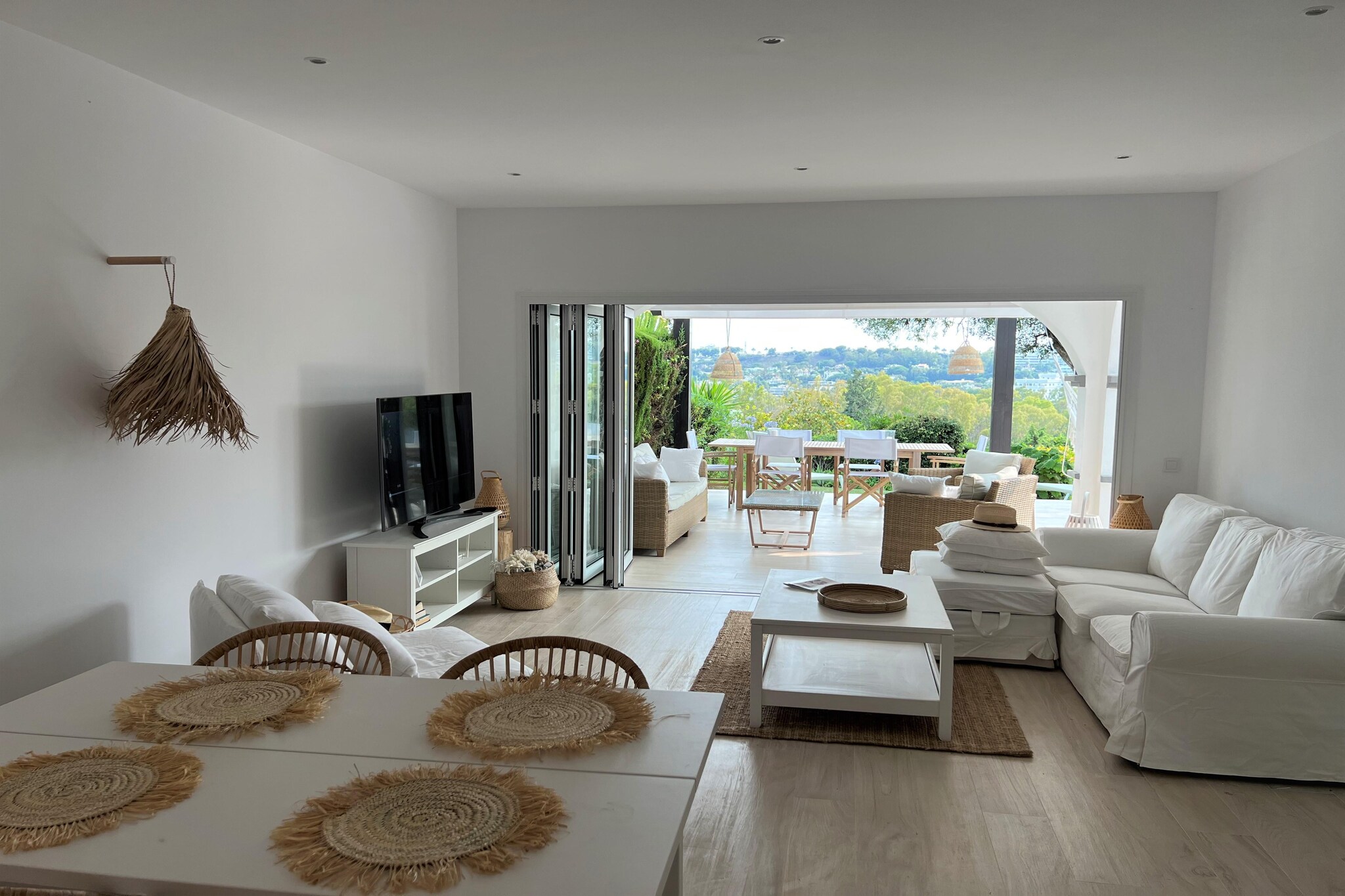 This lovely house is in a tranquil and upmarket area of Marbella in the golf valley where there are 6 beautiful golf courses. It is very suitable for relaxing vacations with family or couples.

The property is on the Aloha Golf Club golf course in Nueva AndalucÃ­a. You can walk in the region and there are plenty of nice shops in and around Marbella. There are local restaurants 5-minutes drive away and the beach and Puerta Banus are 10 just minutes by car or taxi. Marbella Old Town, Estepona and San Pedro are all a short drive, you can visit the white mountain villages. Granada and Seville and the Sierra Nevada ski resort are just 2.5 hour's drive.

The house is south-facing, has lovely outside space with a large veranda with outdoor furniture and a gas barbecue, a large terrace off the master bedroom with both pool and mountain views and a side sea view, and there is a private courtyard entrance. There is a shared tropical garden and secluded swimming pool as well as a tennis court.

Note: The urbanisations are extremely small, only 18 houses, very peaceful and tranquil with no noise. So, for the reasons of tranquility, this house is not suitable for young singles or groups. 

