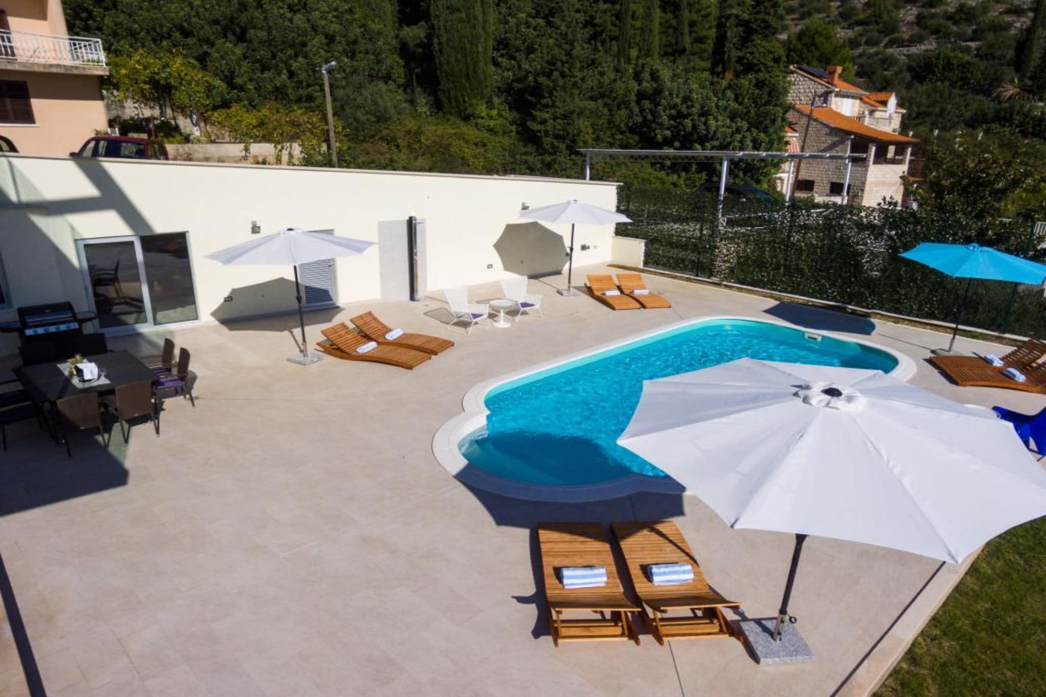 Villa Dupcic - Five-Bedroom Villa with Private Pool and Sea View-Piscine