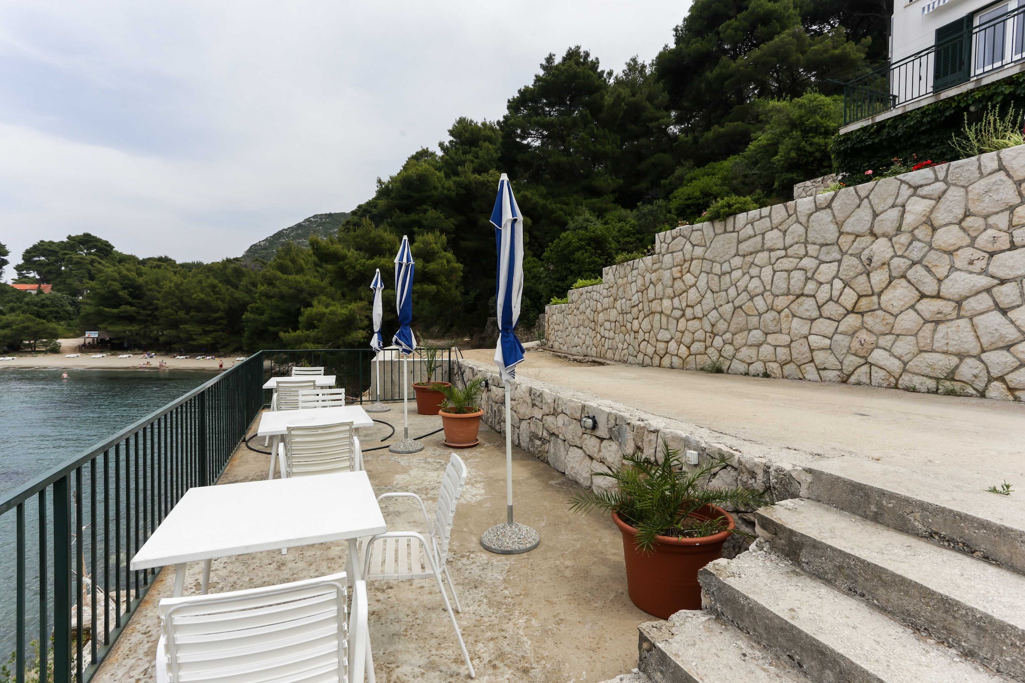 Apartments Posta offer seven self-catering accommodation units in Saplunara, quiet little place in a beautiful bay on the eastern side of the island of Mljet.
Luggage storage before check in and after check out are available.
Free private parking is available on site and reservation is not needed.
This lovely one bedroom apartment can comfortably accommodate up to four persons.
It features air condition, free Wi-Fi and LCD cable TV. Kitchenette is well equipped and comes with combined dining area and living room. Private bathroom includes shower and hair dryer.
Furnished terrace with sea view is at guests disposal.
Ironing facilities are available upon request.
Apartments Posta are located in Saplunara famous by sandy beaches. Nearest grocery store and bus stop are 700 m away from the property. Bar and restaurant can be found within 500 m. Closest sandy beach is walking distance from the property, only 150 m away.
Closest ferry port is Sobra, 15 km away. Dubrovnik 31 km (with boat)