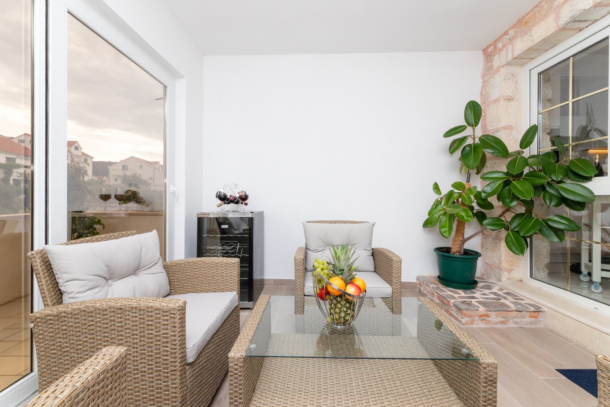 Apartments Tino- Two Bedroom Apartment with Terrace and Sea View(A2)-Living room