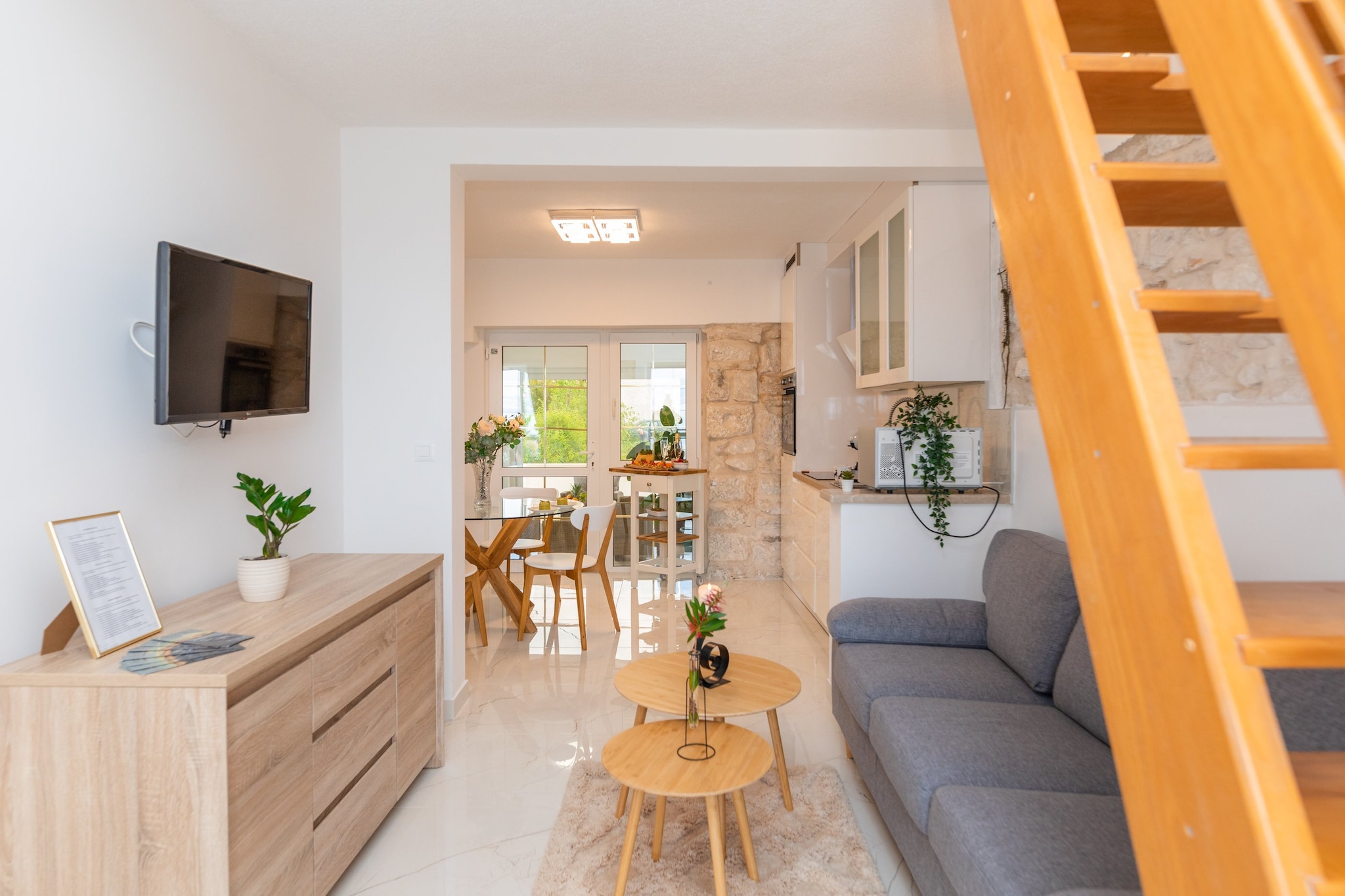 Apartments Tino- Two Bedroom Apartment with Terrace and Sea View(A2)-Living room