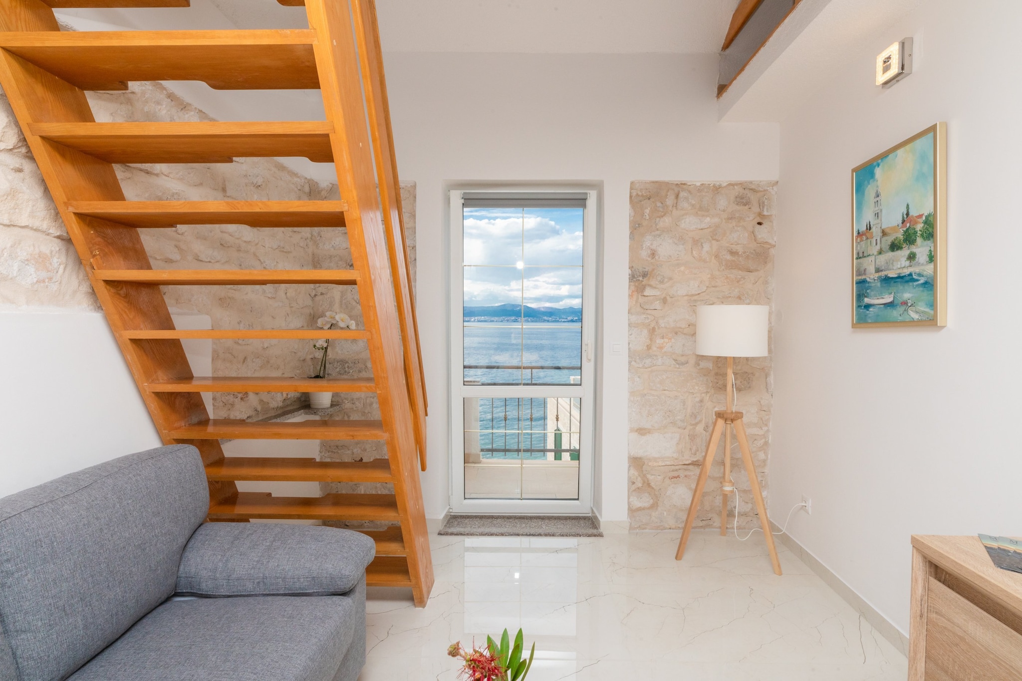 Apartments Tino- Two Bedroom Apartment with Terrace and Sea View(A2)-Living room