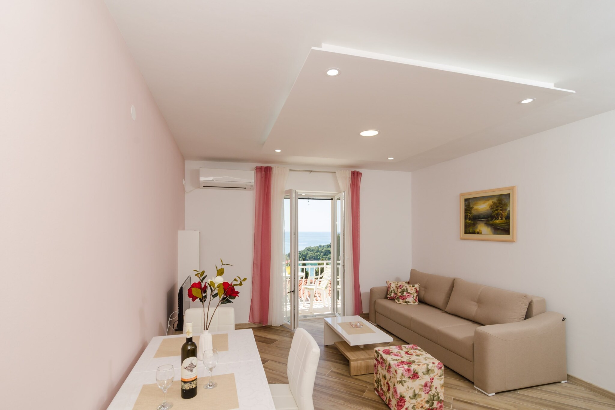 Apartments Marmo are located in Mlini, a quiet little place in Dubrovnik Region, only a 20 minute ride from the Old Town of Dubrovnik. Property offers four air-conditioned units with free WiFi and spacious balconies with breathtaking views of the Adriatic sea.

This modern one bedroom apartment can comfortably accommodate up to four persons.
It features WiFi, air-conditioning and  flat-screen cable TV. Kitchen is fully equipped and comes with dining area combined with living room. Bathroom includes a shower cabin and a hair dryer.
Furnished balcony with a breathtaking view of the Adriatic sea is at guests disposal.
Baby cot is available upon request.

The nearest bus stop is 350 meters from the property.This location is perfect for guests who love to enjoy the sun and the sea, being close to Dubrovnik, but far enough to avoid the crowds and keep their peace and privacy
Apartment is located only a 15 minute walk from the nearest beach. Various restaurants, bars and shops can be found on the seaside promenade, ideal for those who enjoy the nature and long walks. 
Grocery store and bakery can be reached within 500 meters range.
Old Town of Cavtat is a 15 minute ride away.

Dubrovnik Airport is 16 km away while bus station and ferry port, connecting the mainland with various Dalmatian islands, are 12 km away.