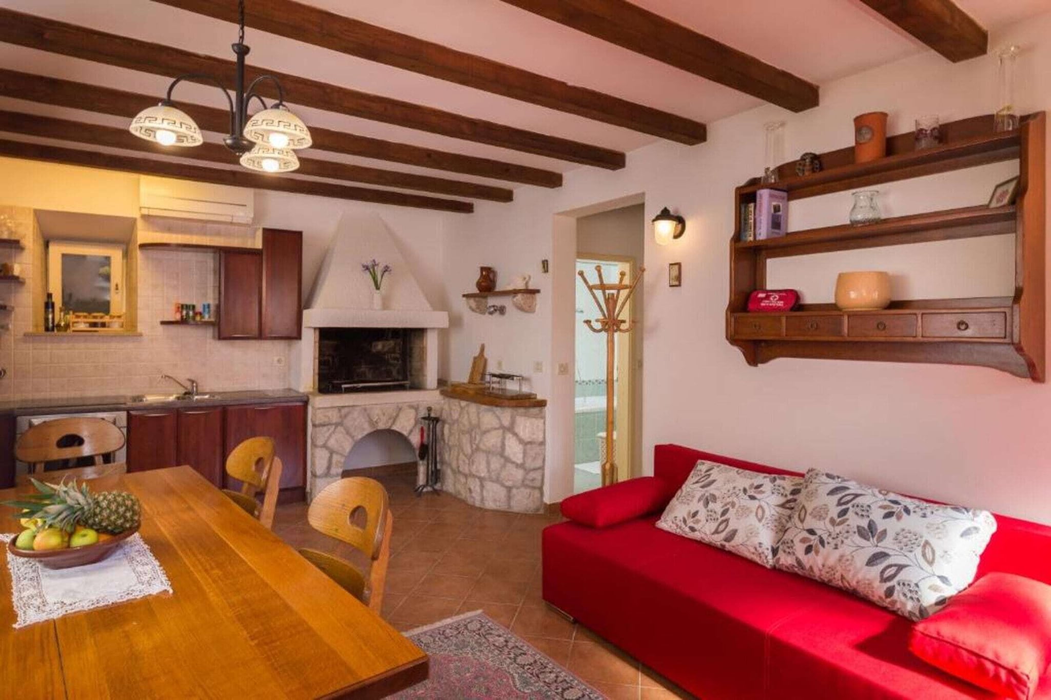 Apartments Vi-La feature accommodation units located in the Old Town of Dubrovnik, Inside the City Walls. The property is located in a quiet area of the city center, while Dubrovnik main street Stradun, is steps away from the apartment.

This property is not suitable for disabled people as there are stairs to climb to reach the accommodation.

The apartment can accommodate up to 4 people and it is located on the ground floor. It features WiFi and air conditioning. Living room with convertible sofa bed and dining area and SAT TV. Kitchen is fully equipped with dishwasher, refrigerator, oven, water kettle, and coffee maker. The bedroom features large double bed, baby cot, safety deposit box  while the private bathroom is equipped with shower and a hair dryer. Washing machine is at guests disposal as well.

Apartments Vi-La are located in the city center of Dubrovnik, inside the famous City walls. The Old Townâ€™s central street Stradun is just few minutes walk away. The apartment is located just 800 meters from the nearest beach Banje, with many more of them in surrounding area and beautiful island Lokrum just a 15 minutes boat ride away.  There is an open-air green market and supermarket just 270 m from the property. Bakery, banks and ATM's, cafes, bars and restaurants with local and other cuisine can be found within the range of 300 m. Famous night club Revelin, located inside the old fort, is just 600 meters away.

Dubrovnik Bus Station and Ferry Port, connecting the mainland with various Dalmatian islands, are 3 km from the apartment, while Dubrovnik Airport is 25 km away.