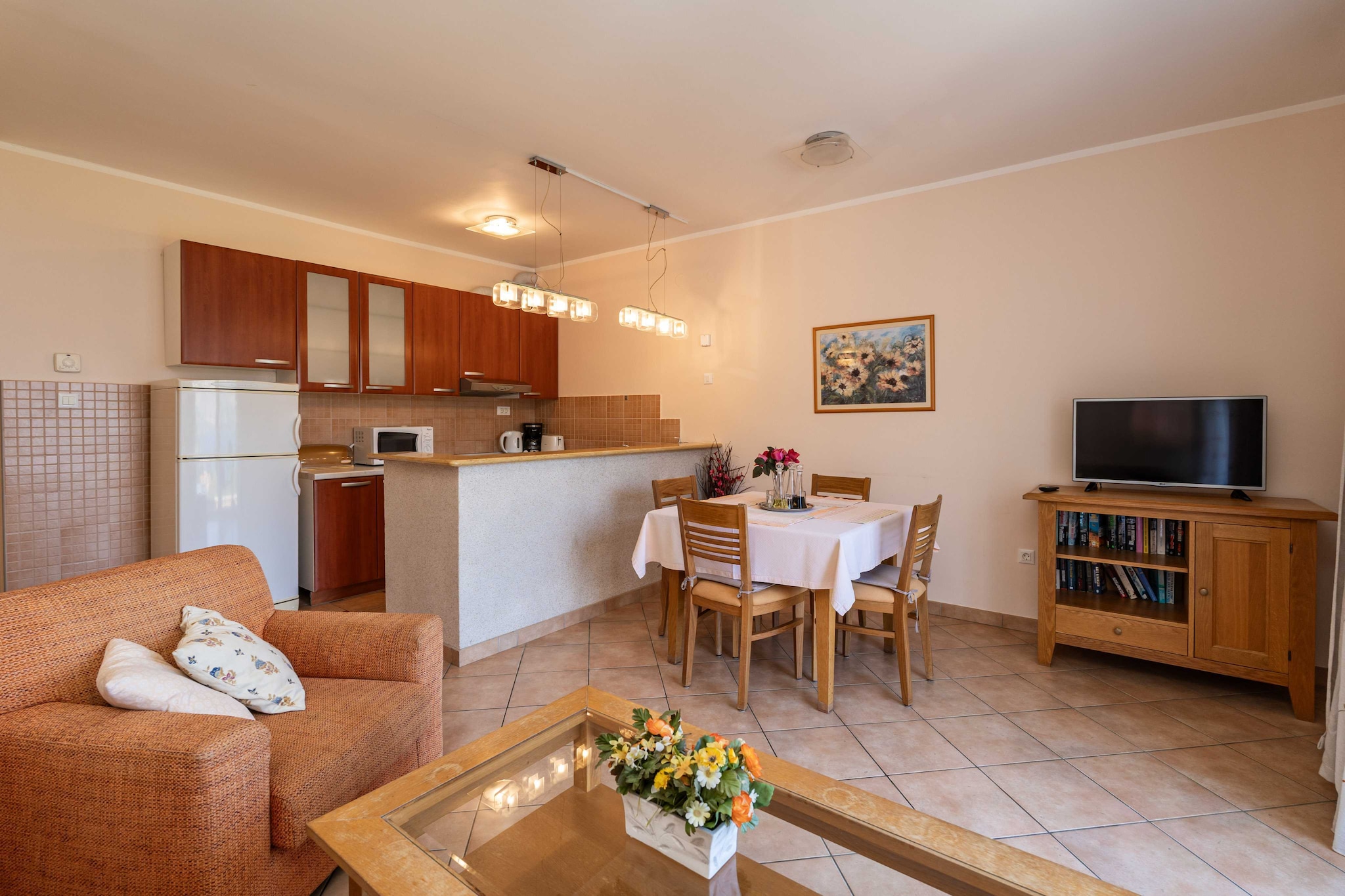 Villa Alegria Cavtat - One Bedroom Apartment with Balcony and Sea View (Apartment A)-Wohnzimmer