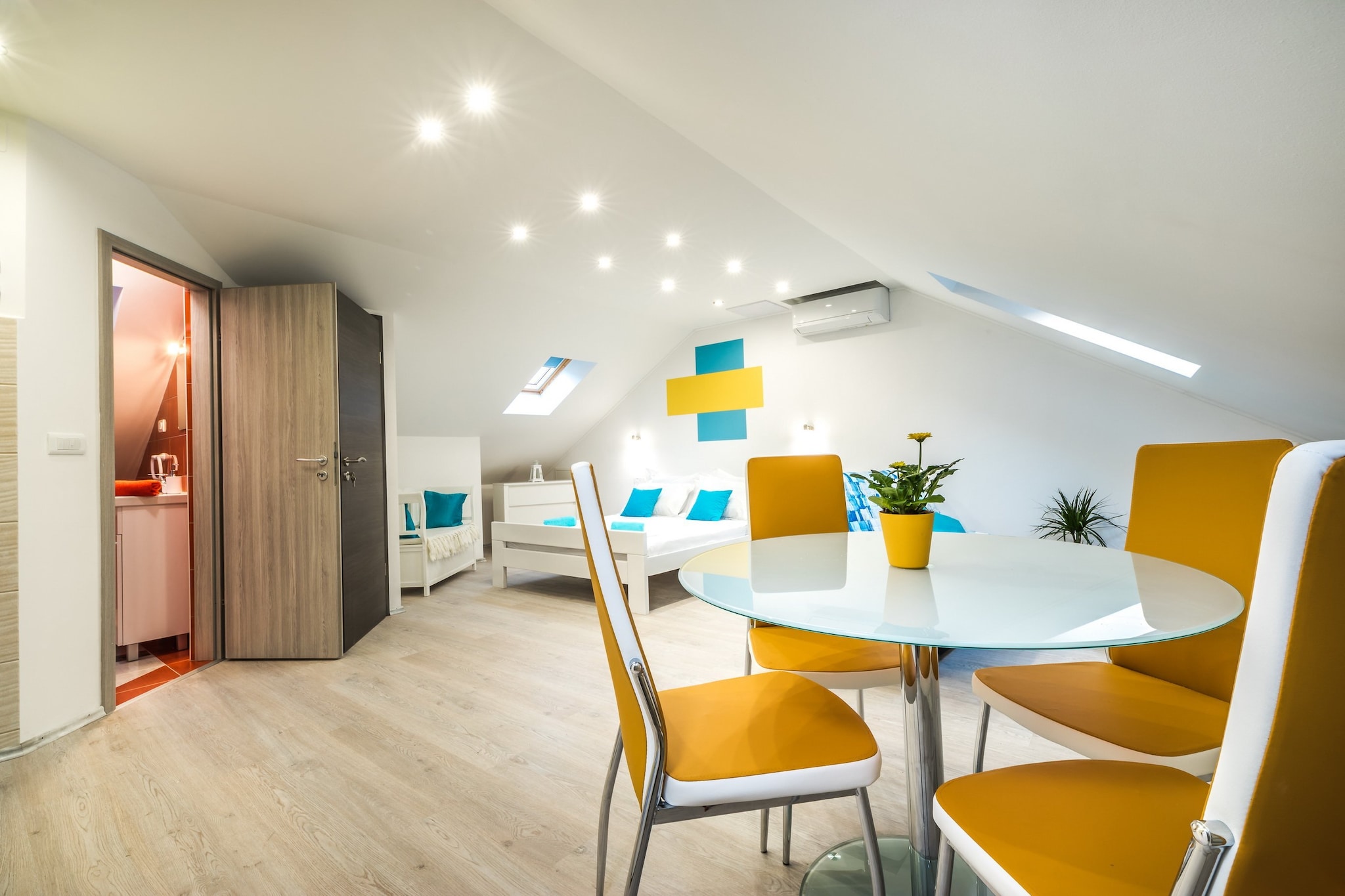 Apartments Sunshine Home offers six self-catering accommodation units in Vela Luka, peaceful little town on the western side of the island of KorÄula.
Common BBQ facilities are at guests disposal.

Luggage storage is available before check in.

Free private parking is available on site.

This lovely studio apartment can comfortably accommodate up to three persons.
It features free WiFi, air conditioning and flat-screen SAT TV.  Kitchen is fully equipped and comes with dining area. Living room comes with convertible sofa. Private bathroom comes with shower and hairdryer.
Washing machine as a iron and ironing board are at guests disposal.Without a balcony.

Everything you need for vacation is within walking distance. The nearest beach is 500 m from the property. Various restaurants, bars, and grocery store can be found within 500 m range.

Ferry port in Vela Luka is 1,3 km away from the property.