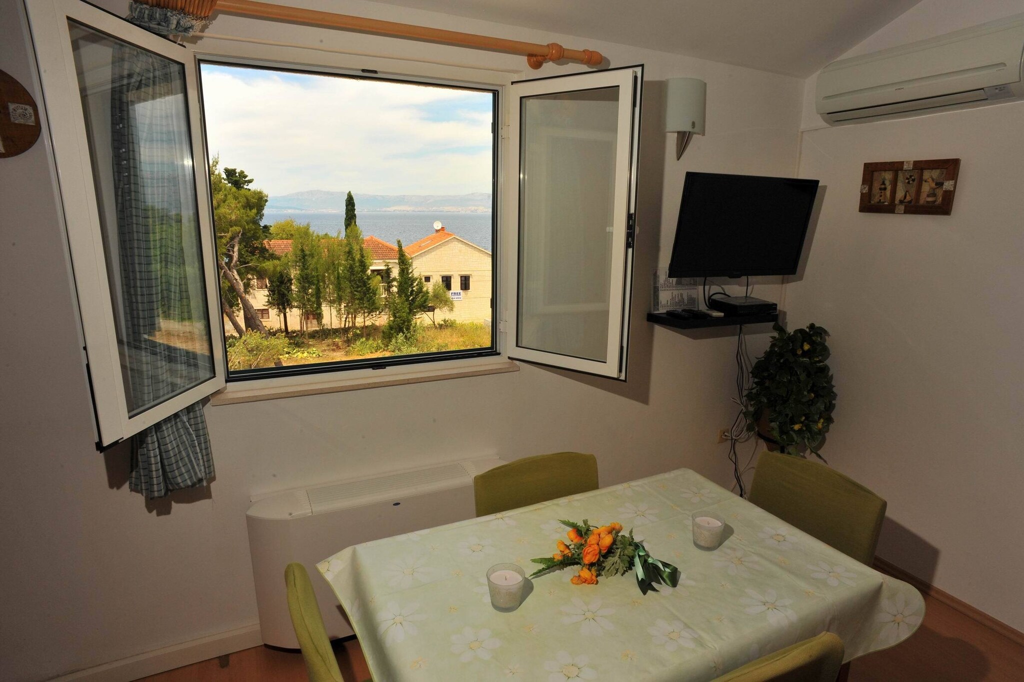 Villa Anni features five self-catering accommodation units in Sutivan, known for its hospitality, its numerous pebble beaches offering peace and quietness, the scents of Mediterranean and its crystal clear sea. Common sun terrace fitted with sunbeds and parasols, outdoor seasonal swimming pool, BBQ facilities and outdoor dining area are at your disposal, just perfect for a nice and relaxing family or friends vacation.
Please note, the use of the swimming pool is limited to a specific time of the day, and has it's rules. The swimming pool is open each day from: 8 - 13 and 16 - 19 H.
Luggage storage is possible prior check in and after check out, so you can explore the island a little more before your departure.
Free private parking is provided, reservation is not required.
This lovely studio is perfectly fit for up to two people.
It features free WiFi, air conditioning, SAT LCD TV as well as a equipped kitchen with dining area. The apartment has a private bathroom with shower, toilet and hair dryer.
Villa Anni is located in Sutivan, little idyllic town on the island of Brač, known for its beautiful beaches and surrounding forests, Mediterranean atmosphere, vineyards and olive plantations. The place is very quiet and ideal for a relaxing holiday with a landscape of beautiful nature and crystal clear sea and beaches.
Closest grocery store and a restaurant can be found within 300 m distance.
Ferry port in Supetar, with regular connections to Split, is approximately 7 km away, while Brač Airport is 26 km away.