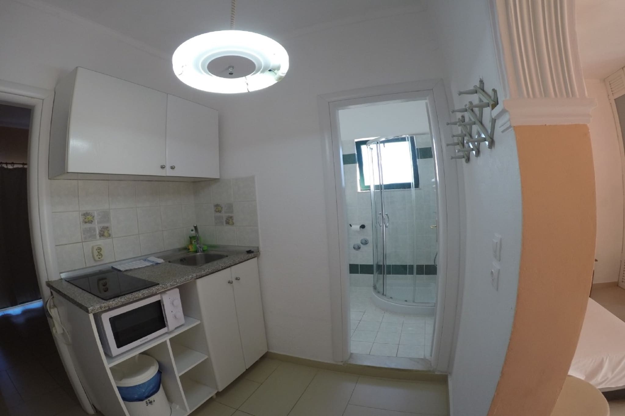 On the 2nd floor: (Living room(single sofa bed, TV, balcony), Kitchen(cooker, microwave, fridge), bedroom(double king size bed, heating, air conditioning), bathroom(shower, toilet, washing machine))\n\ngarden, BBQ, parking, private outdoor pool