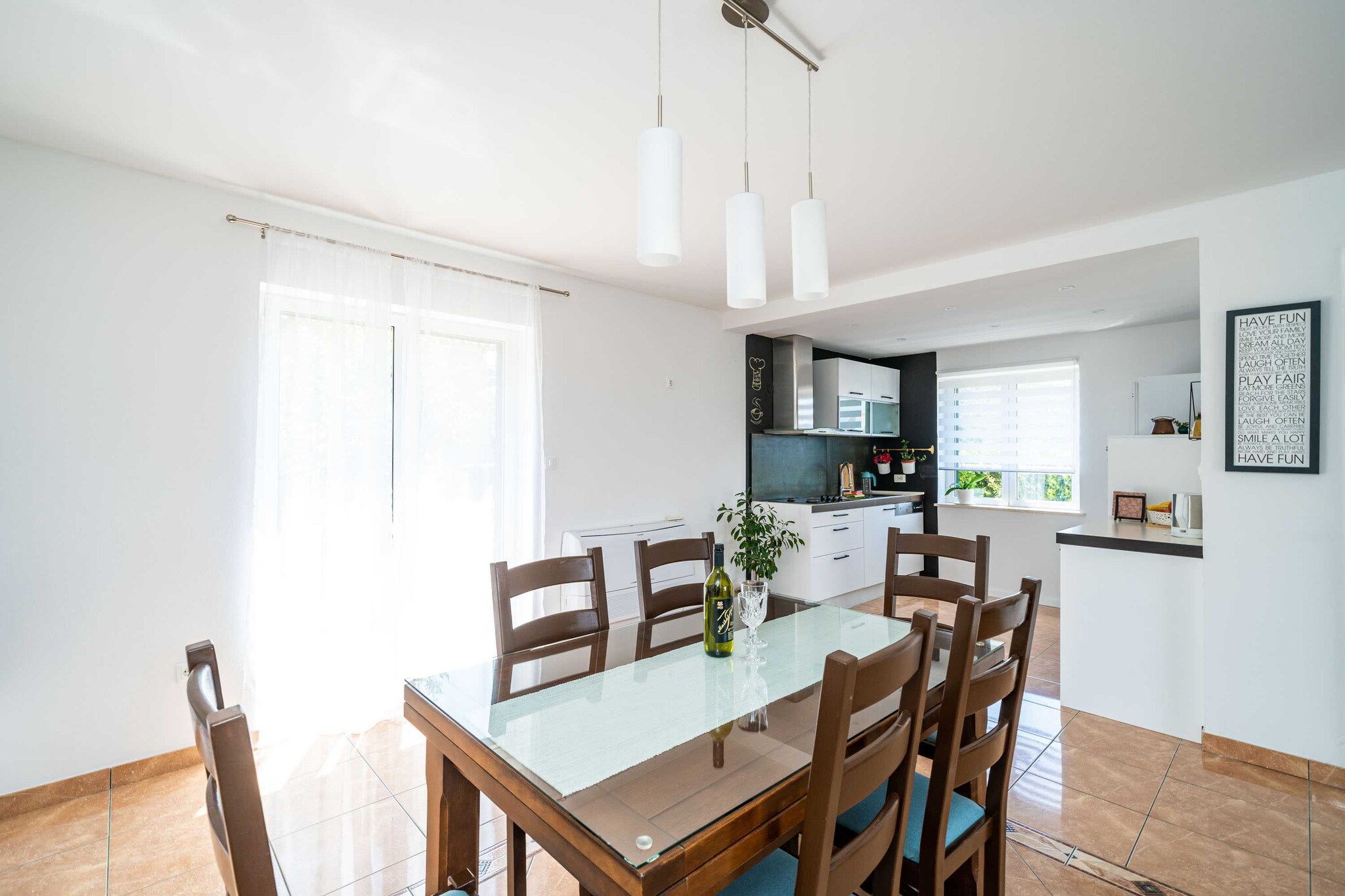 Apartment Doma is located in a lovely seaside town Cavtat, 18 km away from historic Dubrovnik. This location is perfect for guests who love to enjoy the sun and the sea, being close to Dubrovnik, but far enough to avoid the crowds and enjoy the holidays in s quiet place.
Apartment Doma comes with a spacious furnished terrace that overlooks the sea, which makes this place a perfect spot for a nice and relaxing family or friends' vacation. A washing machine, iron, and ironing board are at your disposal. This apartment also comes with a safety deposit box.
Private parking is provided, reservation is not required
Pets are not allowed.
This two bedroom apartment with terrace can accommodate up to six people. It features air-conditioning as well as flat screen TV. Kitchen is well equipped with an oven, refrigerator, kitchen utensils, fan, dining table, dishwasher and toaster. One bedroom is furnished with a large double bedroom, while secound bedroom is furnished with two single beds. The private bathroom comes with bathtub and toilet. Free toiletries, hair dryer as well as linens and towels are at your disposal.
Apartment Doma is situated in a lovely seaside town Cavtat, 18 km away from historic Dubrovnik. Cavtat is a small and idyllic settlement with intact beauty, rich vegetation and stunning beaches as well as historical and cultural heritage. Apartment is located only 15 minutes walk to the nearest beach. Various restaurants, bars and shops can be found at the famous seaside promenade, ideal for those who enjoy nature and long sunset walks. The closest supermarket is 200 m from the property.
Dubrovnik airport is only 1 km away, while bus station is 150 m.