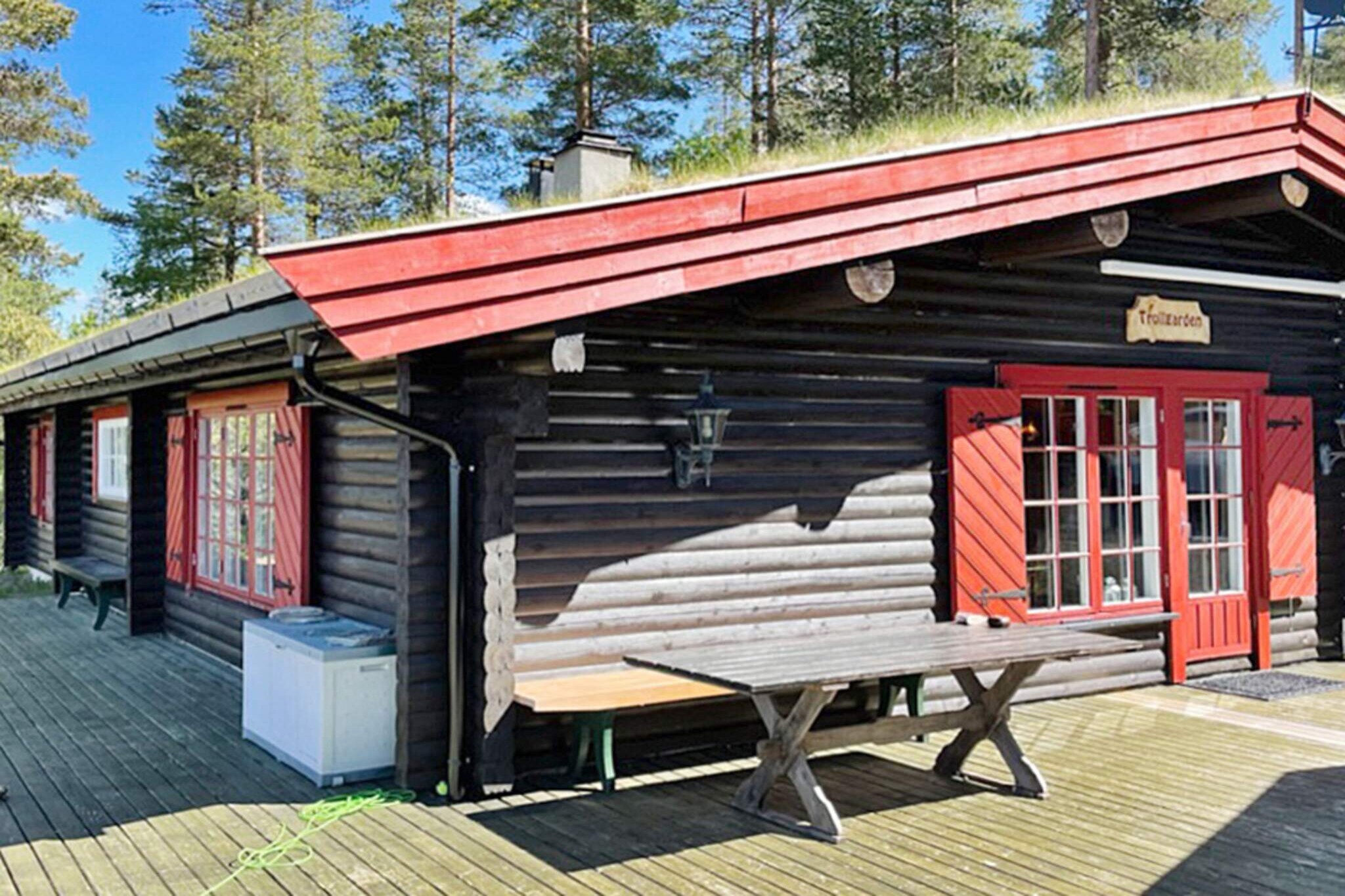 Kitchen(floor heating, 21 m2)(cooker(electric), hood, coffee machine(filter), waffle iron, fridge, freezer(1-59L), tumble dryer, washing machine), Living/bed room(33 m2)(TV(satellite, german television channels, norvegian TV channels ), fireplace, radio), bedroom(double bed), bedroom(2x single bed), bedroom(2x bunk bed), bathroom(bathtub or shower, washbasin, toilet), heating(electric), terrace(76 m2), terrace, garden furniture, BBQ