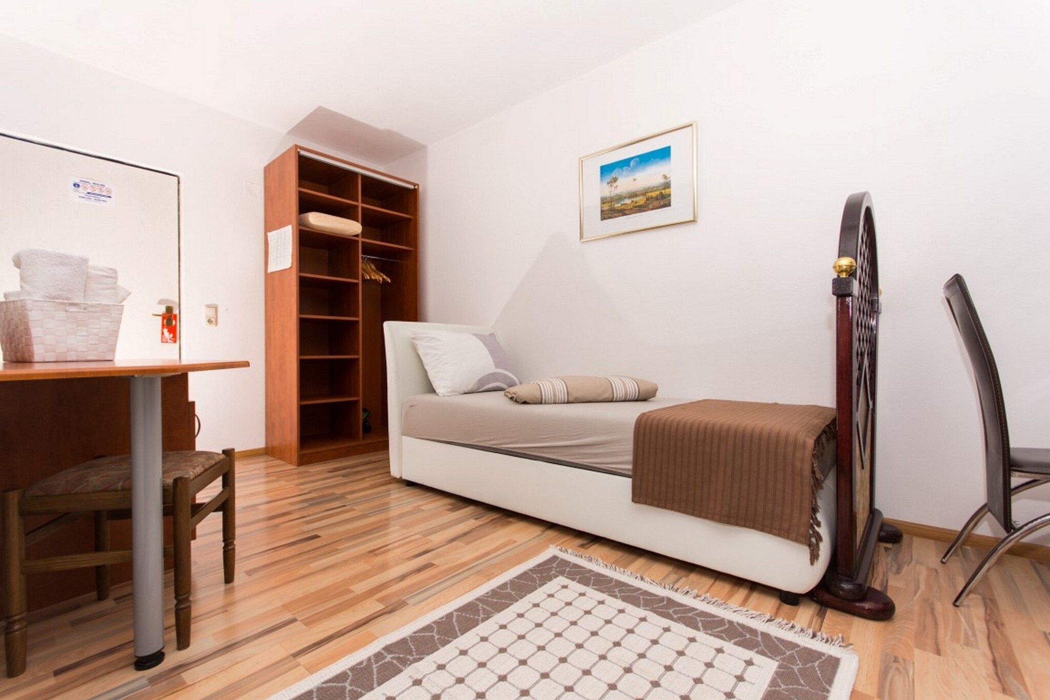 Villa Stil is located in Okrug Gornji located in the beautiful traditional village Okrug Gornji on the Island of ÄŒiovo. Villa Stil is located only 350 m from the beach. 
Spacious terrace fitted with sun beds and parasols as well as a common seasonal outdoor swimming pool and a shared garden are at your disposal.
Free private parking is provided, reservation is not needed.
Pets are not allowed.
Baby cot is available upon request.

This studio apartment with balcony and sea view  can accommodate three people. It features SAT LCD TV as well as air-conditioning. Kitchen is well equipped with refrigerator, trash cans, vitro ceramics and kitchen utensils. The private bathroom comes with shower and toilet.Hair dryer as well as linens and towels are at your disposal.

By virtue of property's advantageous location, situated just 350 m from the restaurant and 350 m from the beach and bus stop, guests can find everything they need for every day life during their vacation in the vicinity of apartment. The closest super market is only 350 m away.

Split airport is only 4.60 km away.