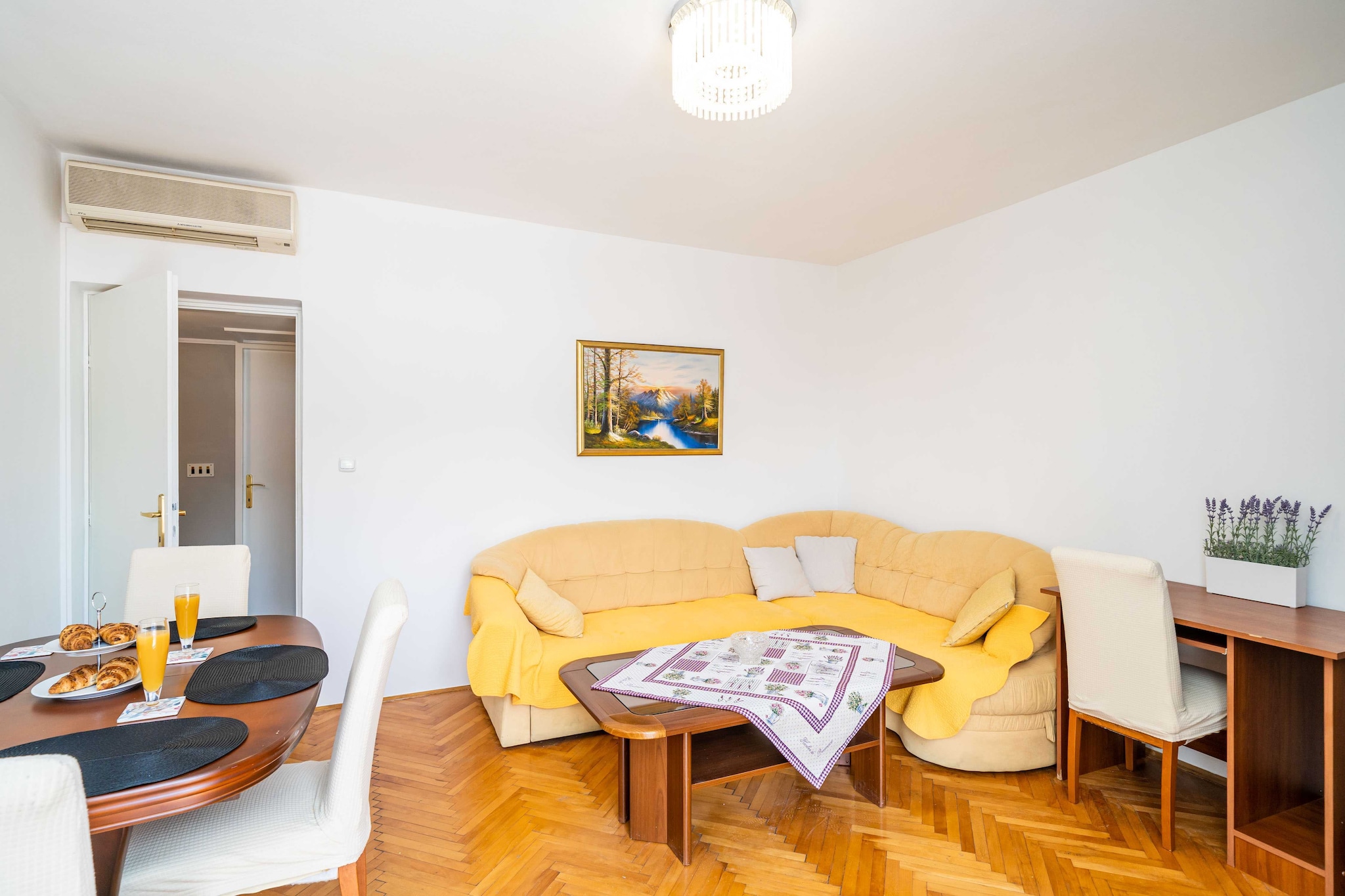 Apartment Klaudia is situated less then 3 km away from the historic Old Town and a short walk away from the best beaches Dubrovnik has to offer.
Apartment Klaudia offers accommodation in one unit with balcony, which makes this place ideal for a nice and relaxing family or friends vacation. Free Wi-fi is available throughout the property.
Luggage storage is possible prior to check in and after check out, so you can explore the city a little more before your departure.
Pets are allowed.
This two bedroom apartment with balcony can accommodate up to five people. It features Cable LCD TV as well as air-conditioning. The open space living room comes with sofa and sitting area, and it's combined with the equipped kitchen and dining area. The private bathroom comes with shower and toilet.
Free toiletries, hair dryer as well as linens and towels are at your disposal.
If you want to spend your vacations in peace and quiet environment, far from the city crowds, and also to have nearby all you need during your holidays, Lapad is the best choice for you. The nearest bus stop is 200 meters away. Old town is located less than 3 km from the property and the nearest beach is 1 km away. In the neighborhood you will find plenty restaurants, grocery stores, cafes, ATMs.
Main bus station and ferry port are across the bay, 3 km drive away from the property while Dubrovnik Airport is 23 km away from the property.
