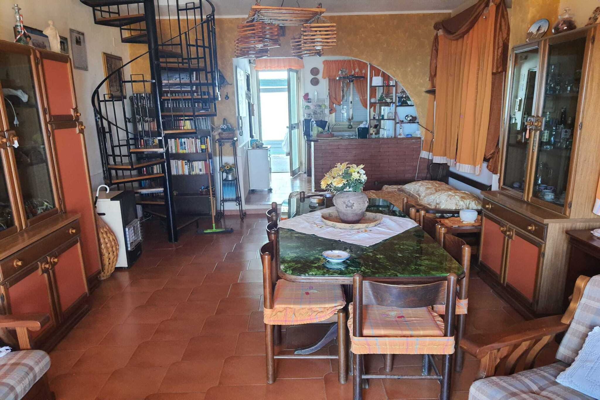 Ground floor: (Living room(double sofa bed), open kitchen(cooker, microwave, fridge-freezer), bedroom(double bed), bedroom(single bed, double bed), bathroom(shower, washbasin, toilet), bathroom, shower, washbasin, toilet)\n\nair conditioning, terrace, garden furniture, sun loungers, BBQ, parking